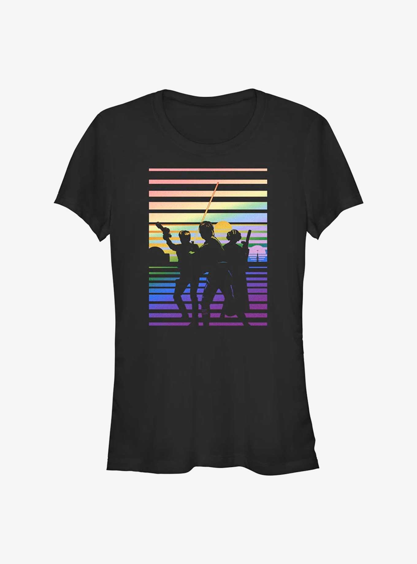 Star Wars Sunset Silhouette Pride T-Shirt, BLACK, hi-res