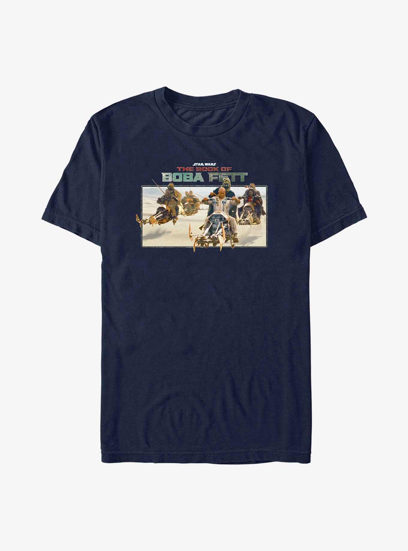 Star Wars The Book of Boba Fett Speeder Bike Pursuit T-Shirt, NAVY, hi-res