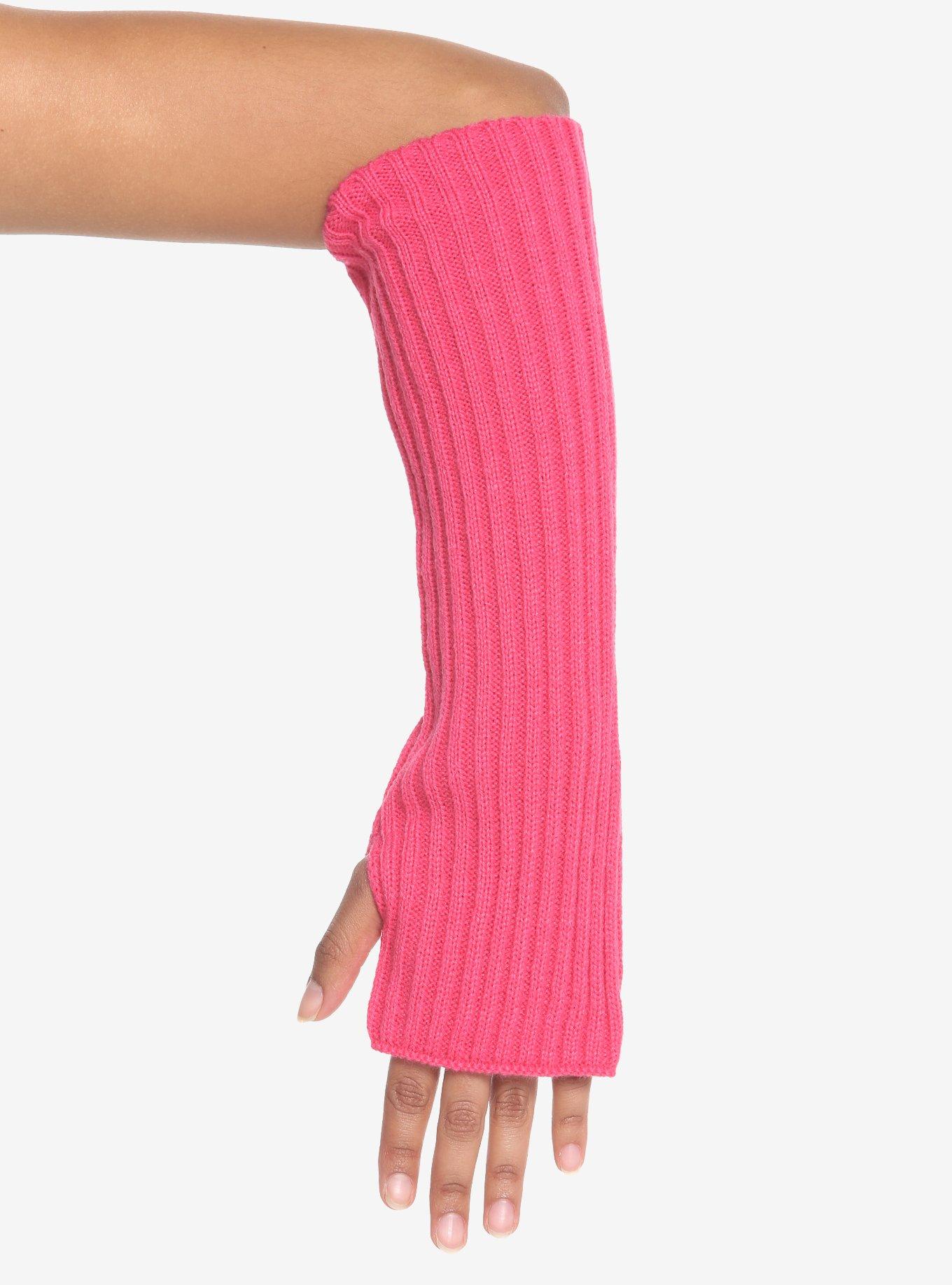 Bright Pink Knit Arm Warmers Hot Topic 4117