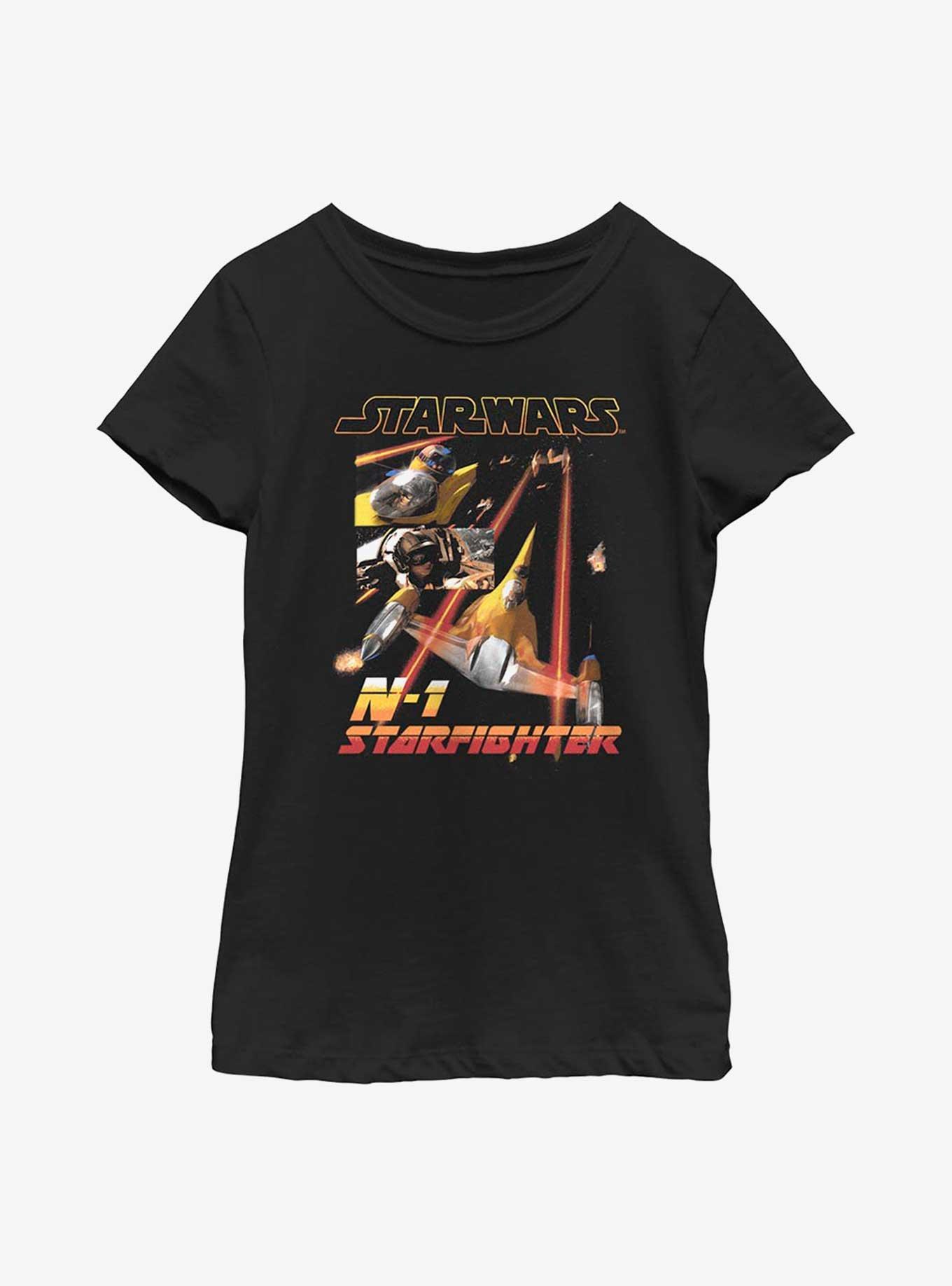 Star Wars The Book Of Boba Fett N-1 Starfighter Youth Girls T-Shirt, BLACK, hi-res
