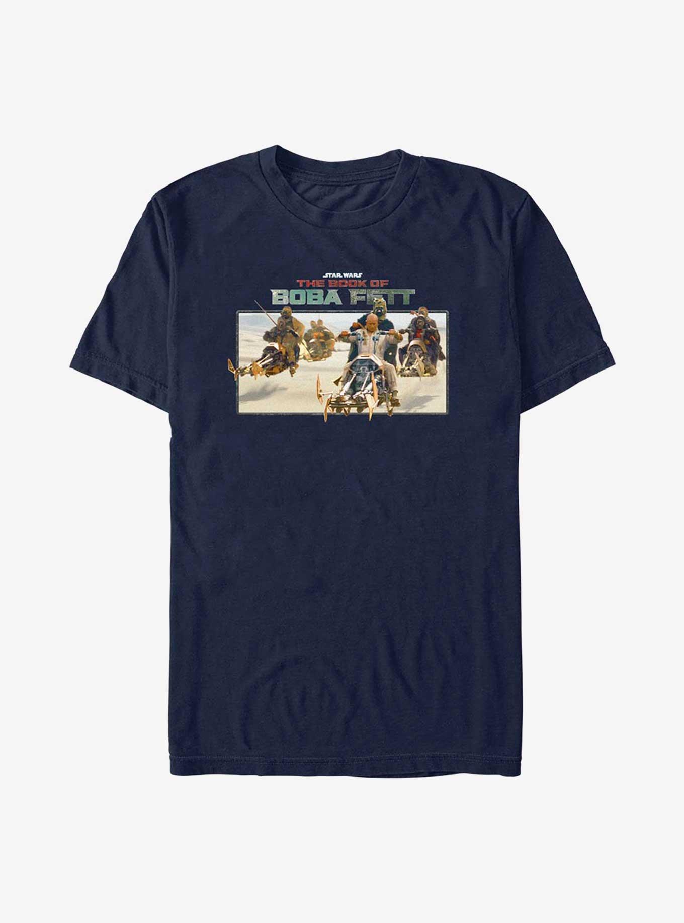 Star Wars The Book Of Boba Fett Speeder Bike Pursuit T-Shirt, NAVY, hi-res