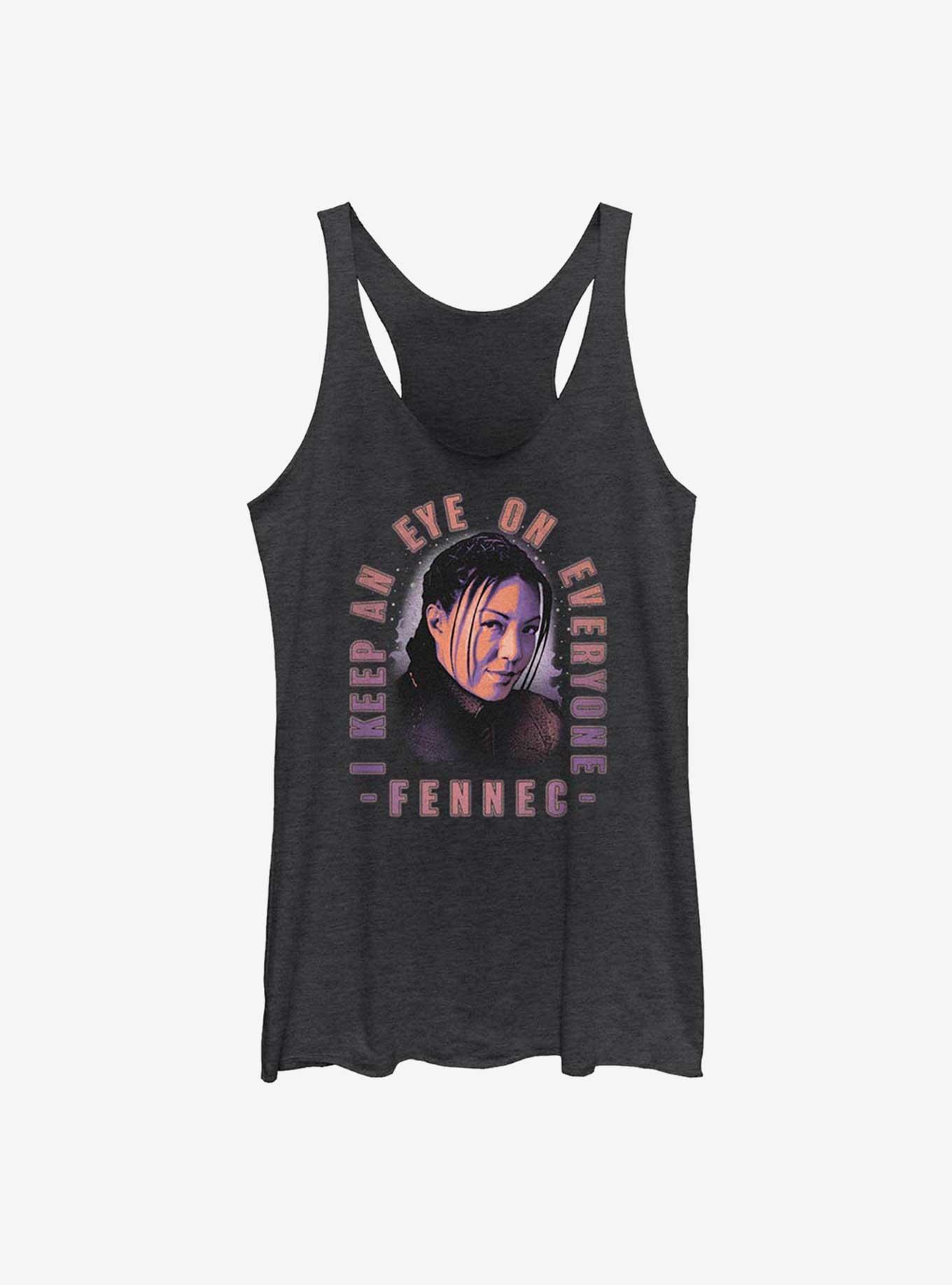 Star Wars The Book Of Boba Fett Fennec Smirk Womens Tank Top, BLK HTR, hi-res