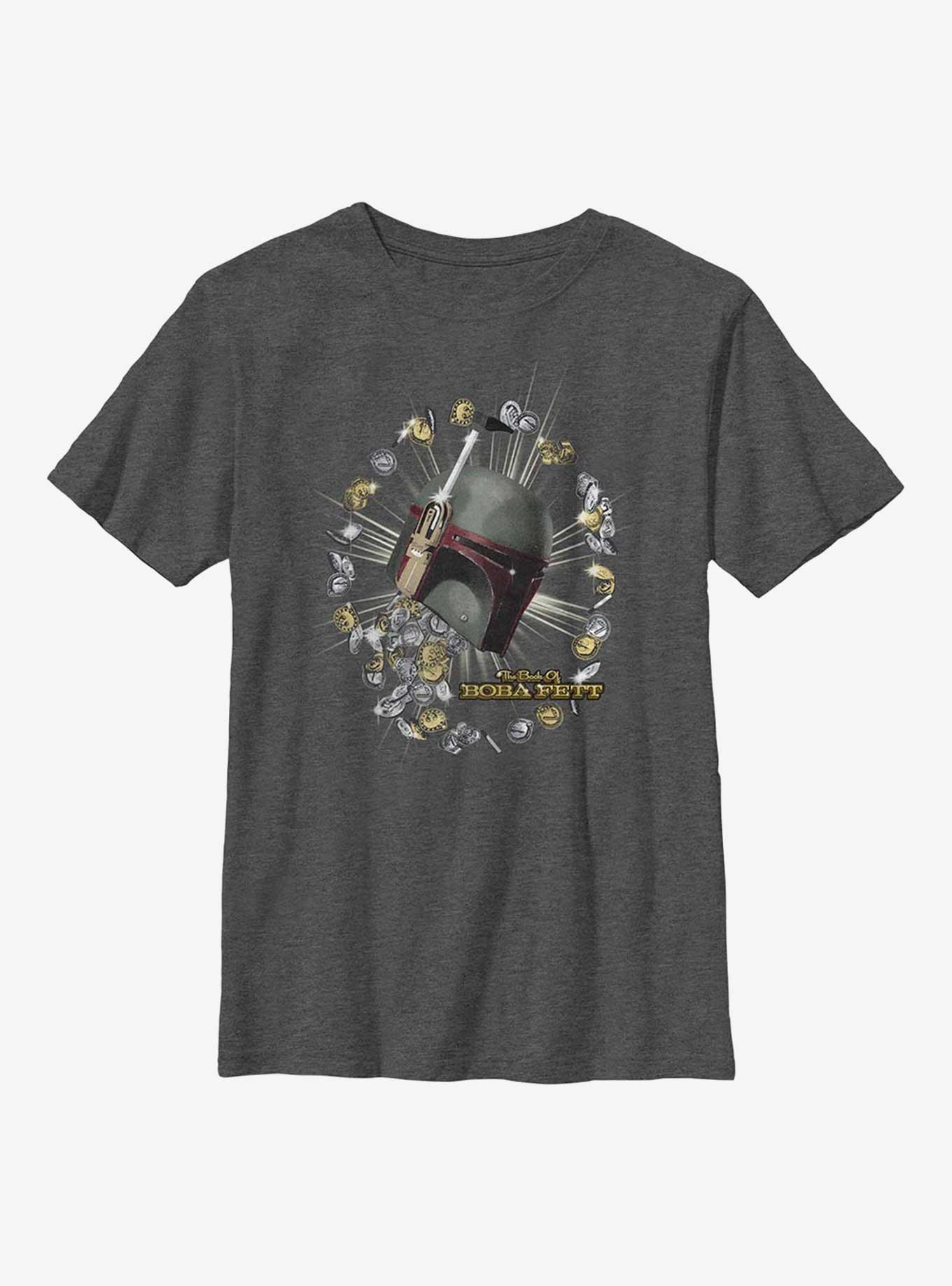 Star Wars The Book Of Boba Fett All About Credits Youth T-Shirt, CHAR HTR, hi-res view 1