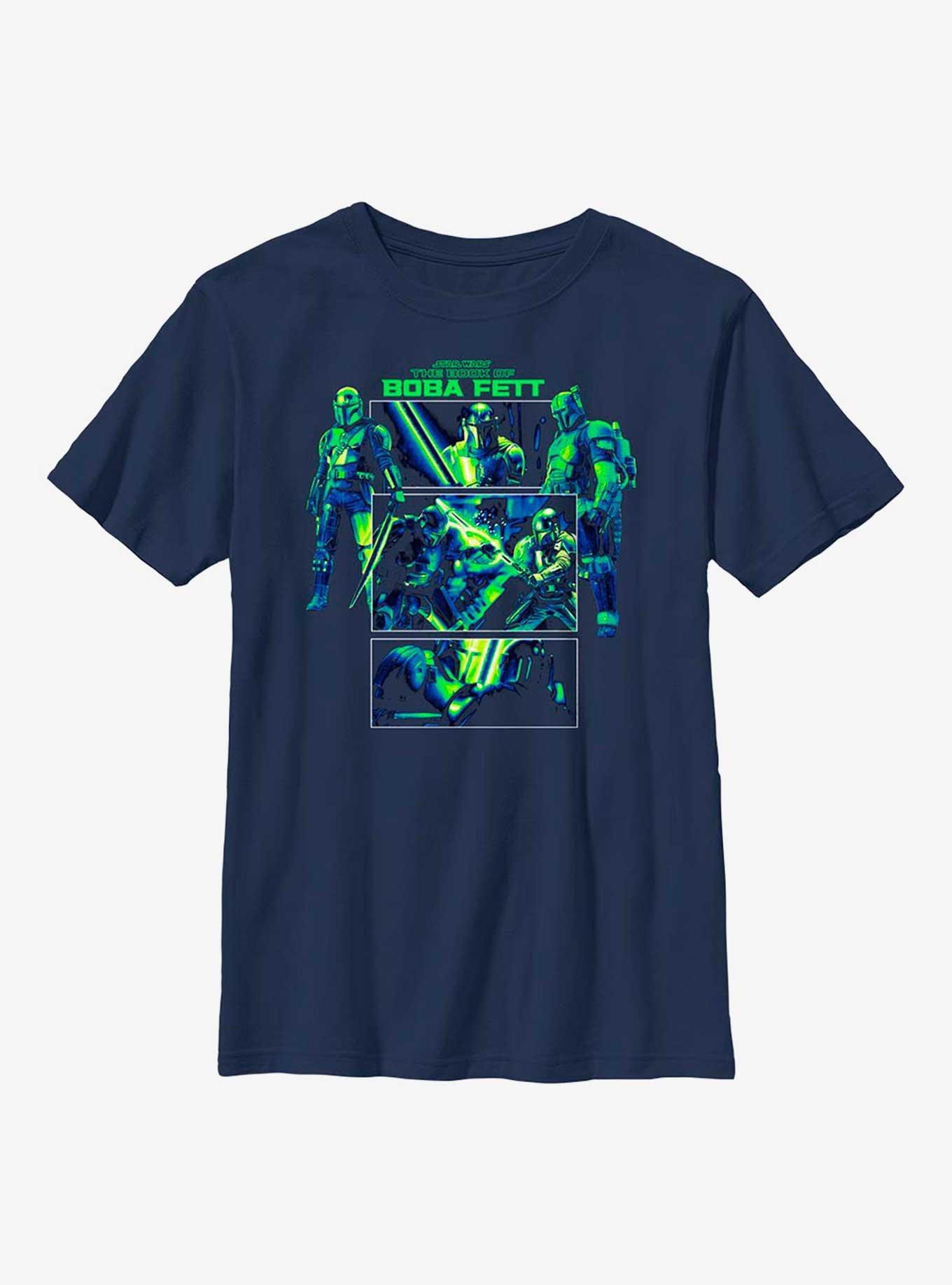 Star Wars The Book Of Boba Fett Dark Saber Sequential Youth T-Shirt, NAVY, hi-res