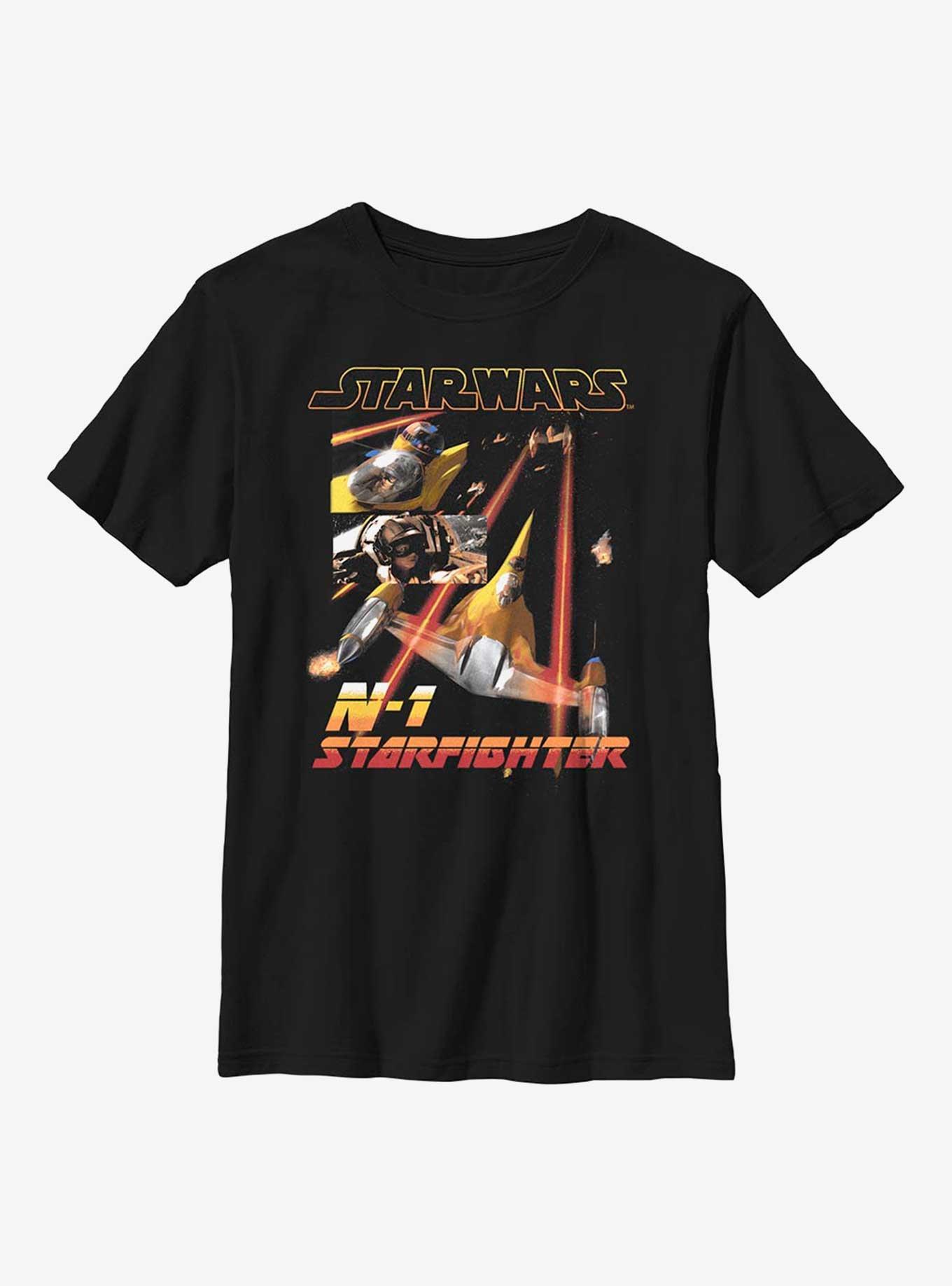 Star Wars The Book Of Boba Fett N-1 Starfighter Youth T-Shirt, BLACK, hi-res view 1