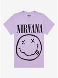 Nirvana Pastel Purple Smile Boyfriend Fit Girls T-Shirt, LAVENDER, hi-res
