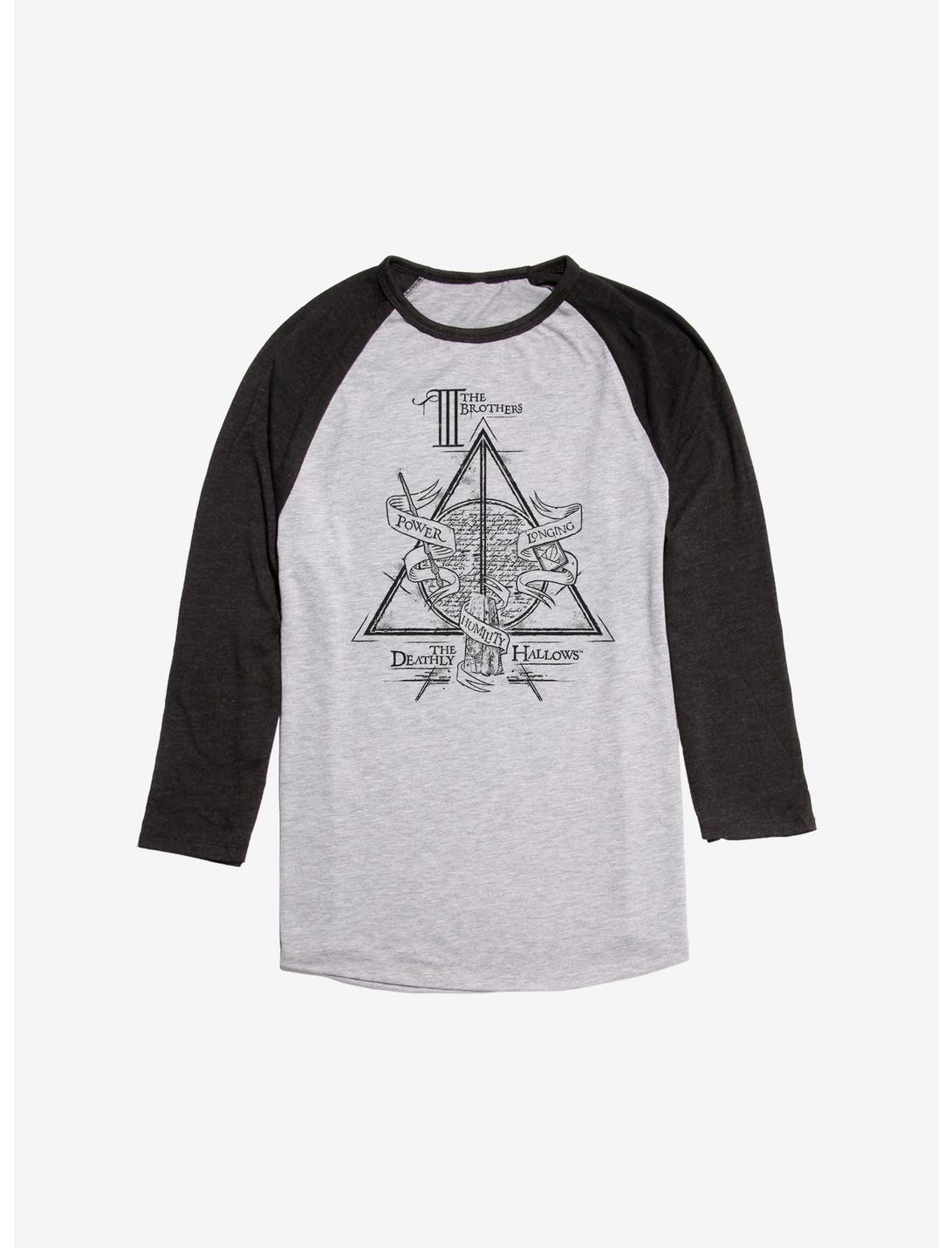 Harry Potter The Deathly Hallows Raglan, Ath Heather With Black, hi-res