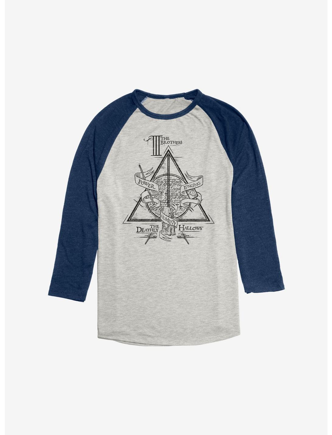 Harry Potter The Deathly Hallows Raglan, Oatmeal With Navy, hi-res