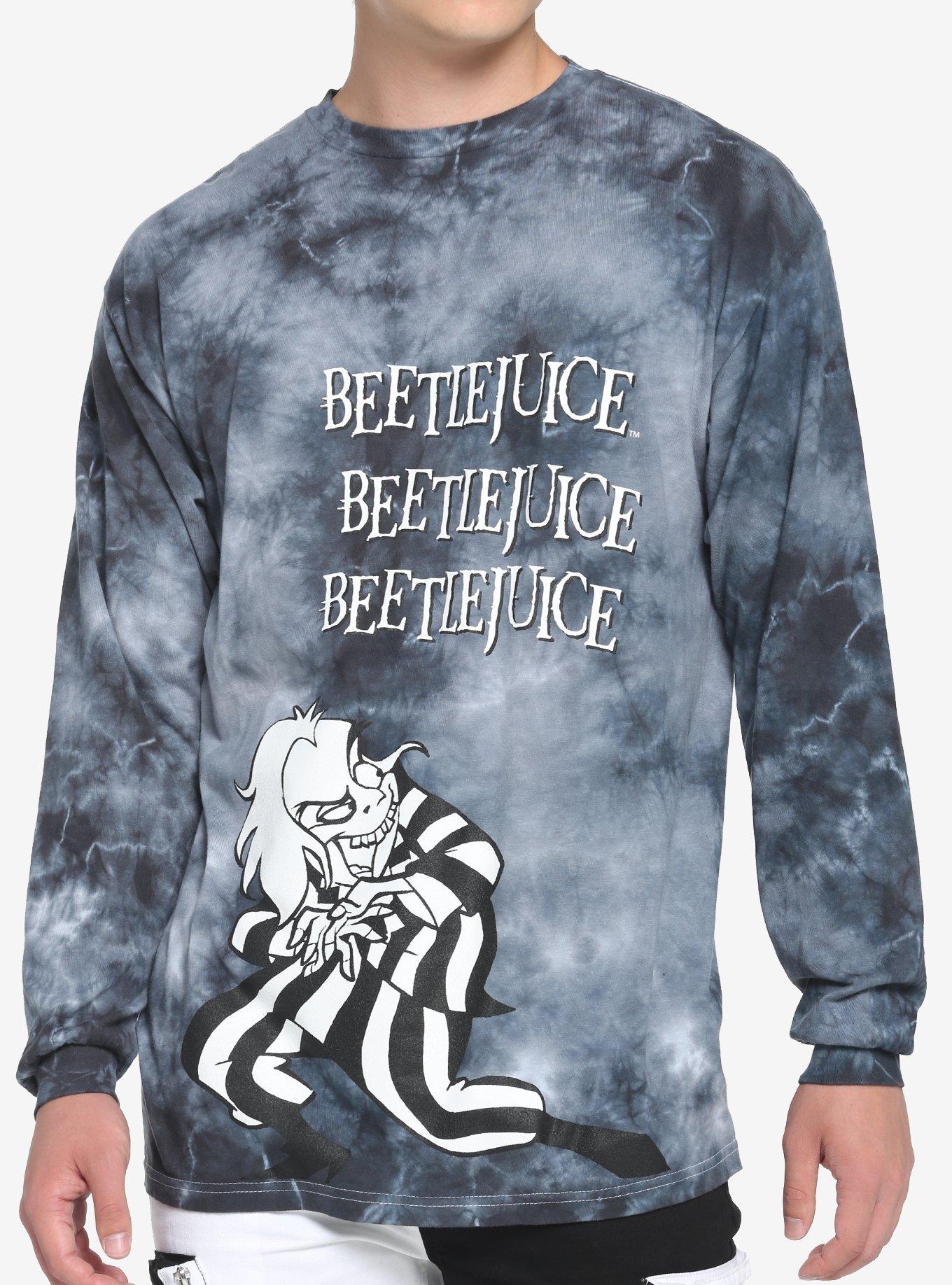 Beetlejuice Cartoon Dark Wash Long-Sleeve T-Shirt, BLACK, hi-res