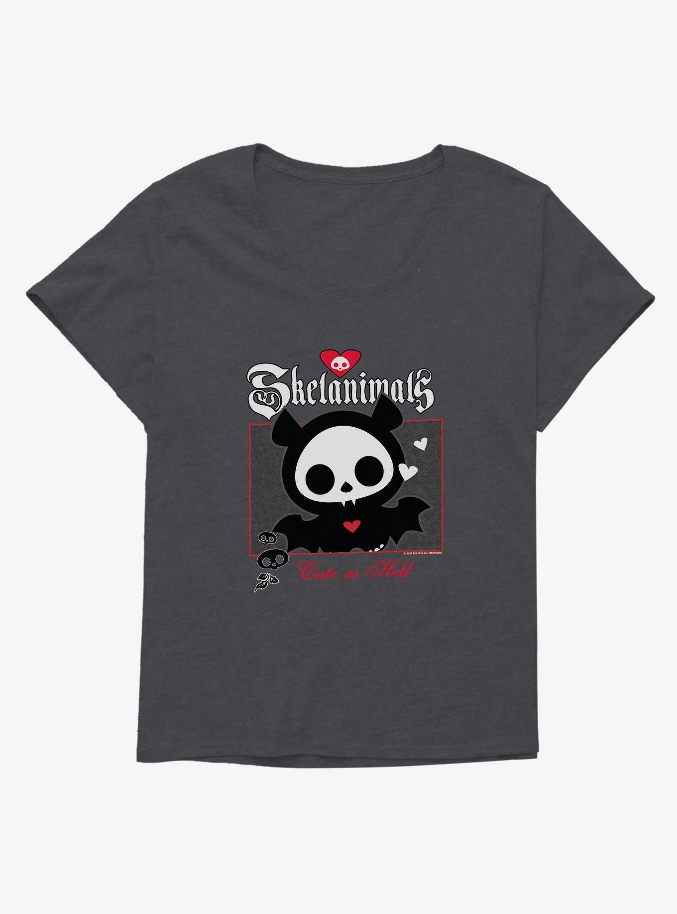 Skelanimals Cute As Hell Girls T-Shirt Plus Size, CHARCOAL HEATHER, hi-res