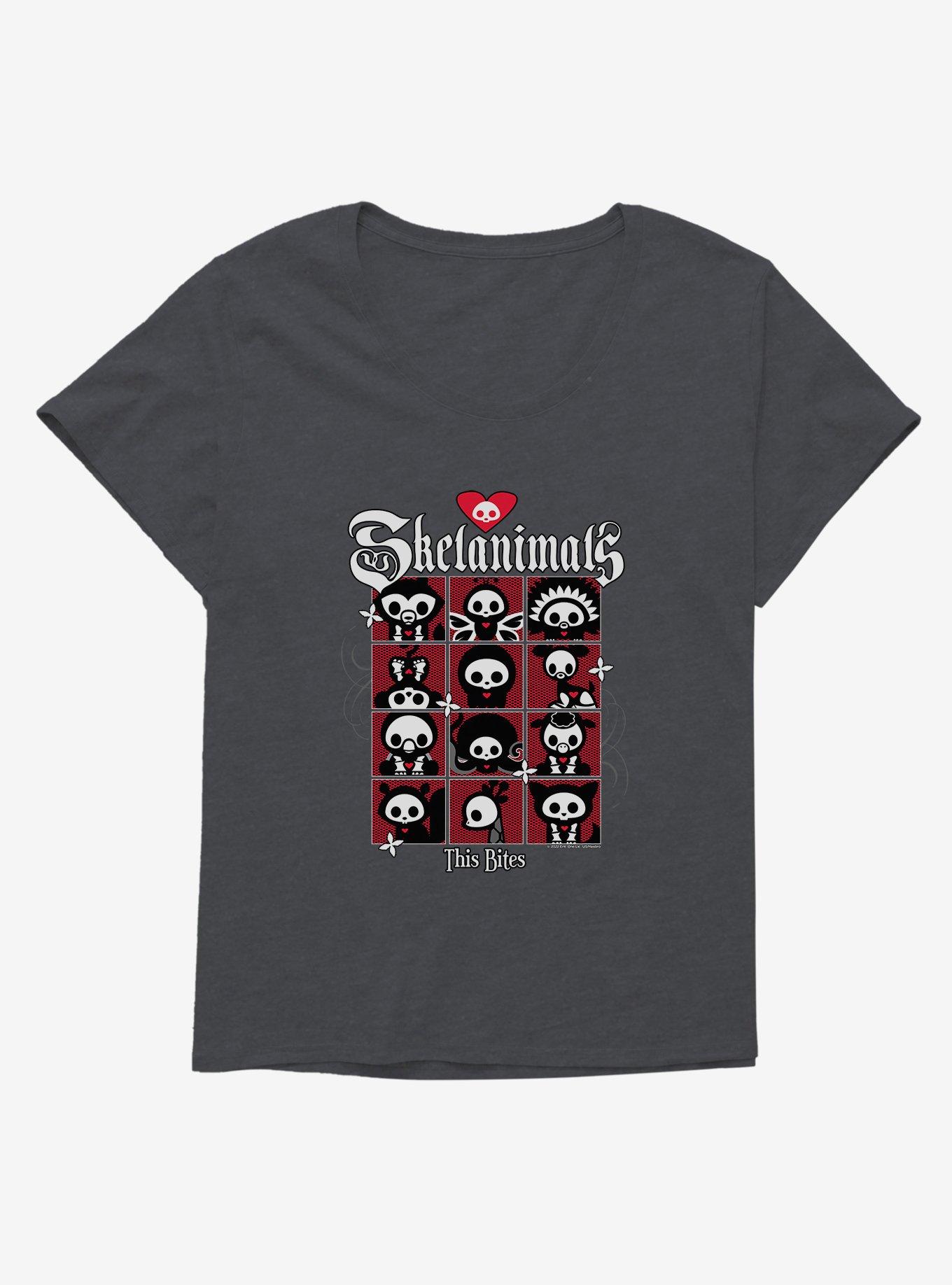 Skelanimals This Bites Girls T-Shirt Plus Size, CHARCOAL HEATHER, hi-res