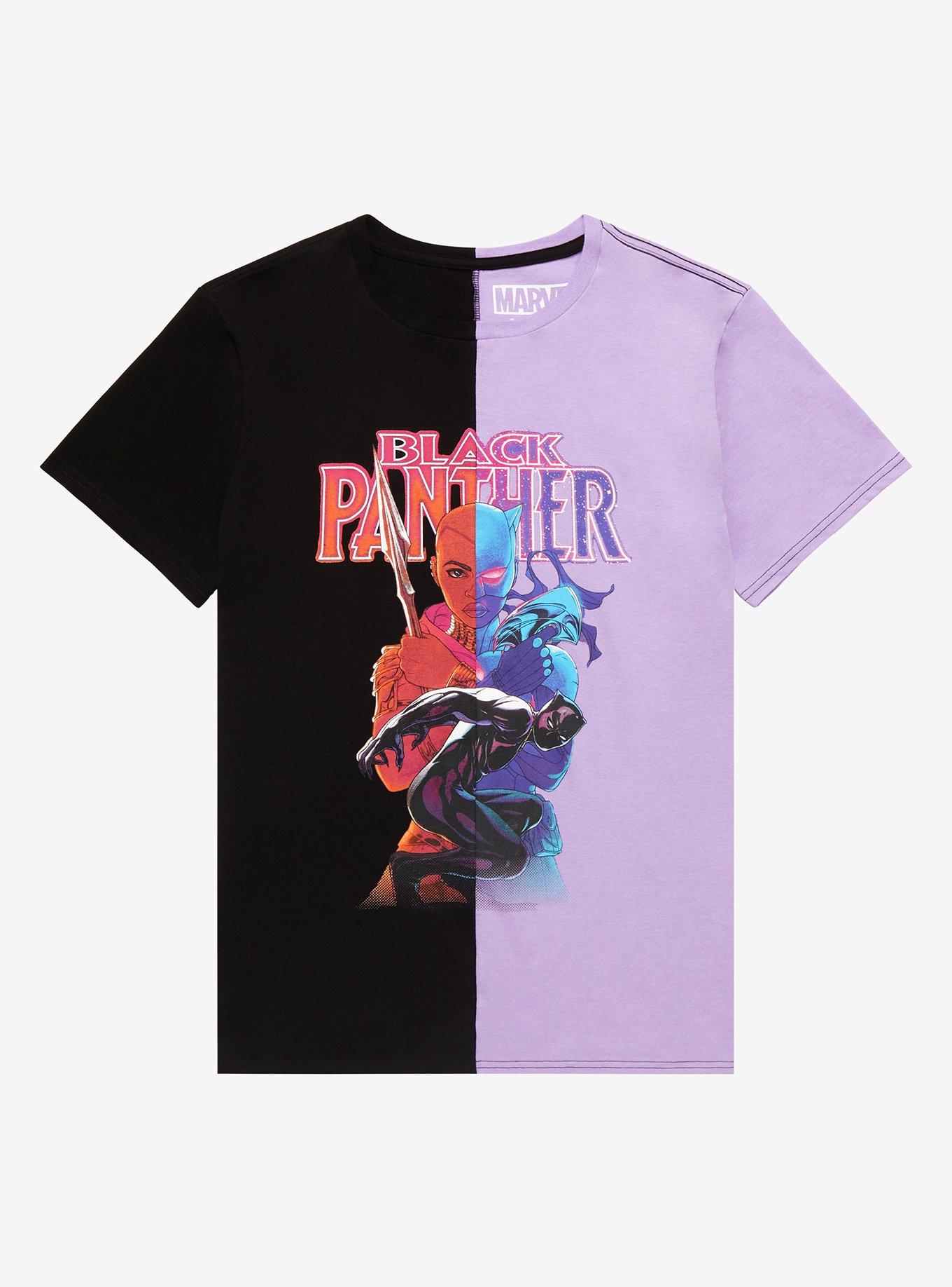 Marvel Black Panther Split T-Shirt - BoxLunch Exclusive, PURPLE, hi-res