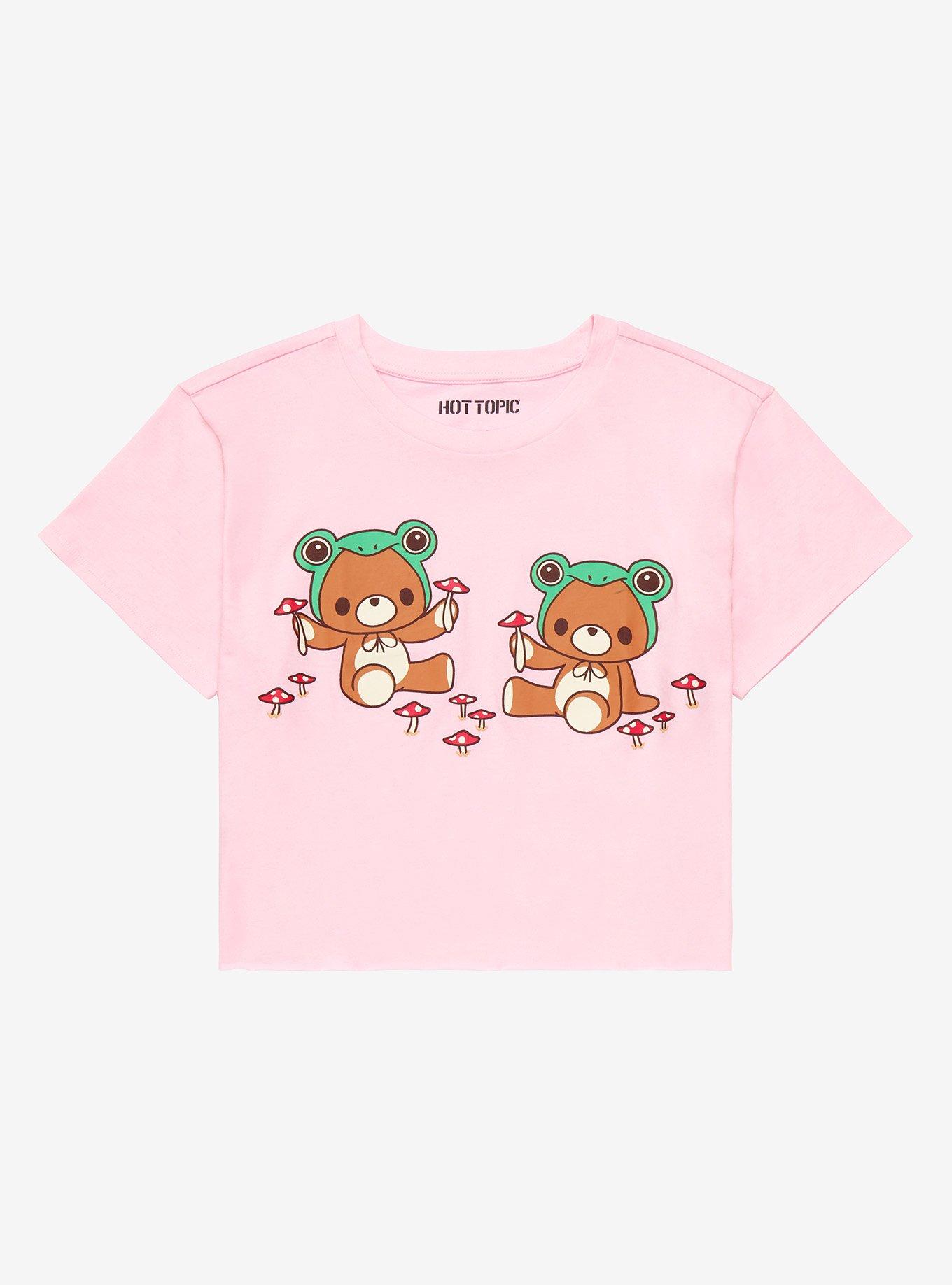 Teddy Bears In Frog Hats Girls Crop T-Shirt, MULTI, hi-res