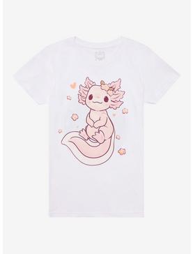 Sakura Axolotl Boyfriend Fit Girls T-Shirt By Naomi Lord Art, , hi-res