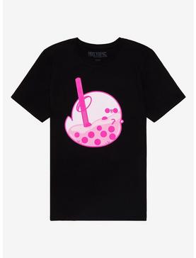 Pink Ghostea Boyfriend Fit Girls T-Shirt By Fluffymafi, , hi-res