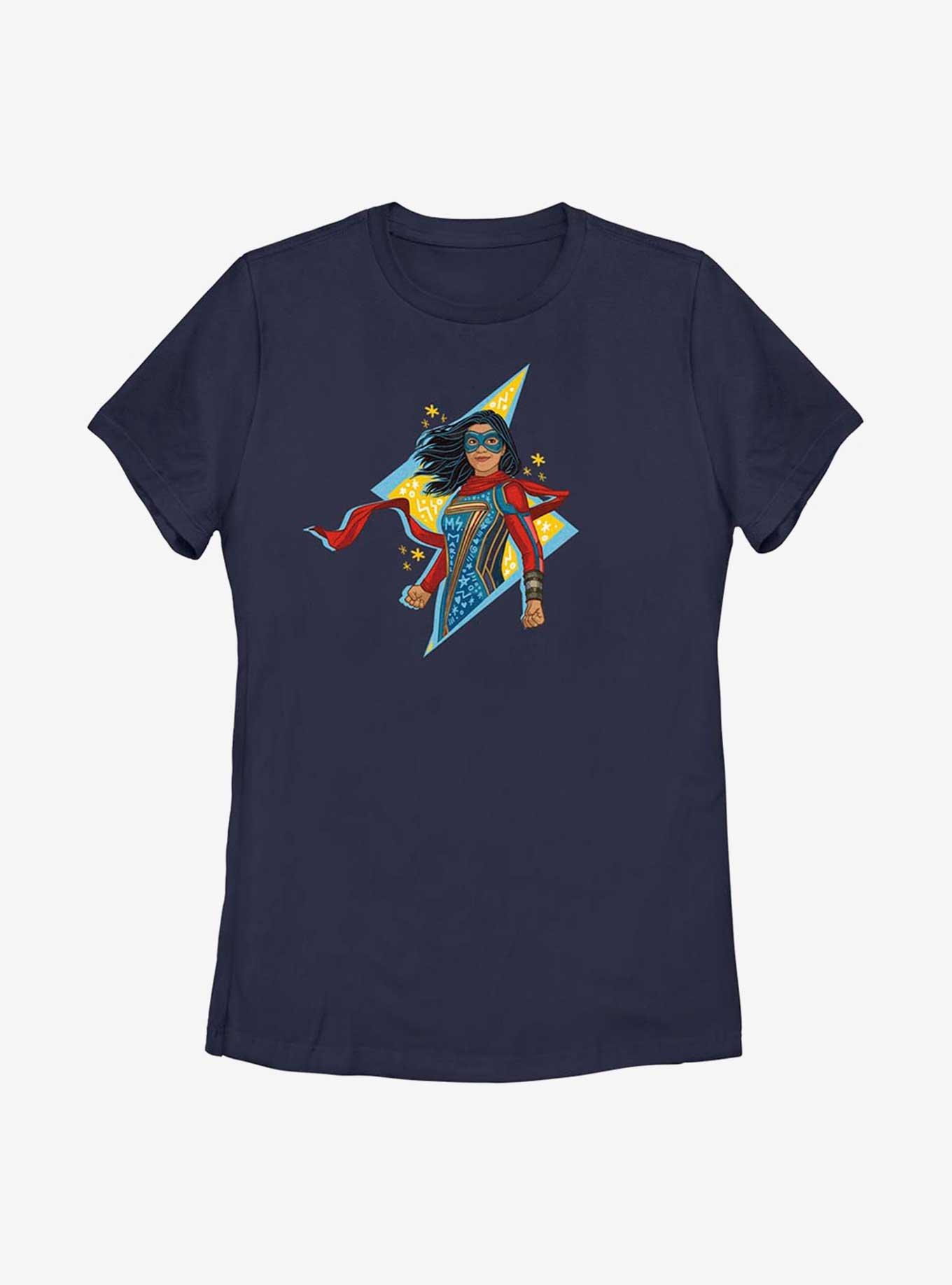 Marvel Ms. Marvel Lightning Doodle Womens T-Shirt, NAVY, hi-res