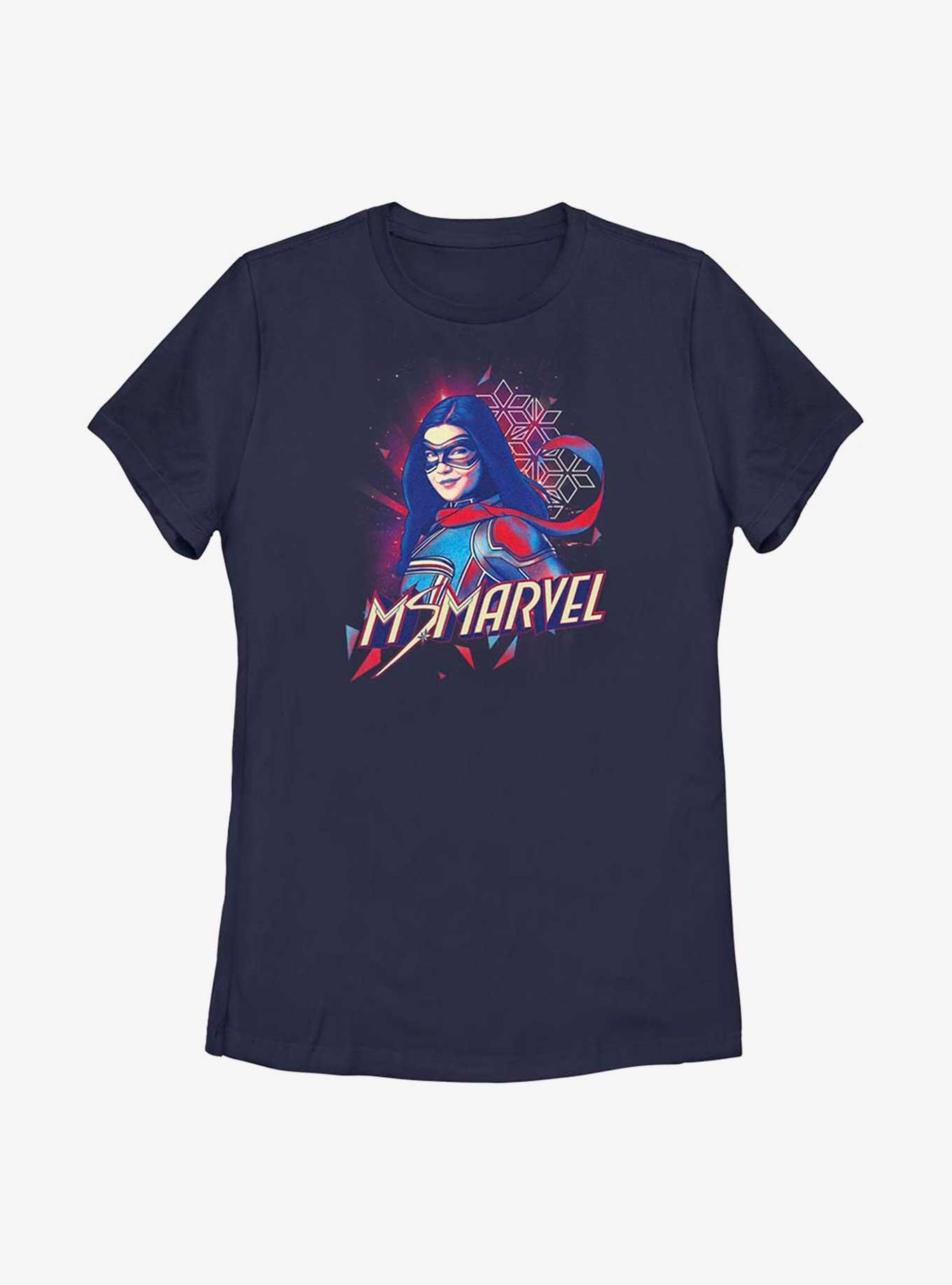 Marvel Ms. Marvel Red Blue Portrait Womens T-Shirt, NAVY, hi-res