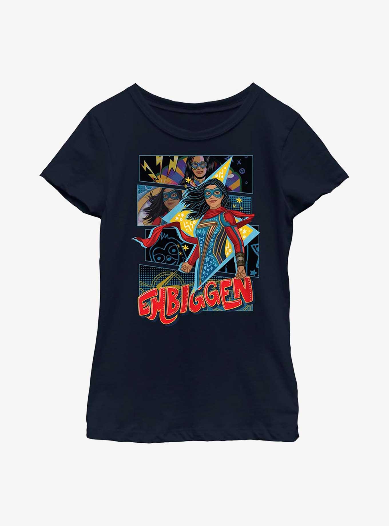 Marvel Ms. Marvel Embiggen Panels Youth Girls T-Shirt, NAVY, hi-res