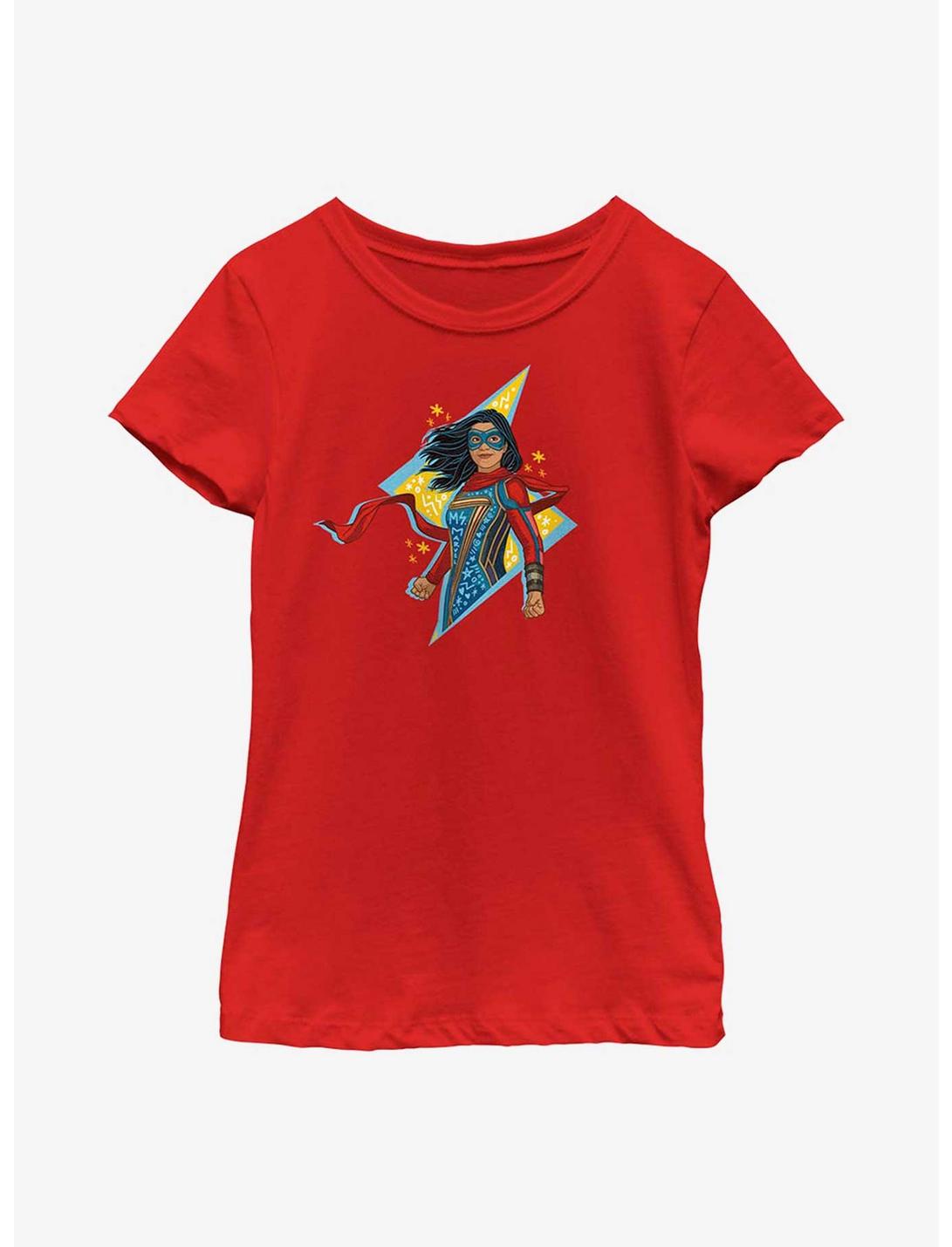 Marvel Ms. Marvel Lightning Doodle Youth Girls T-Shirt, RED, hi-res