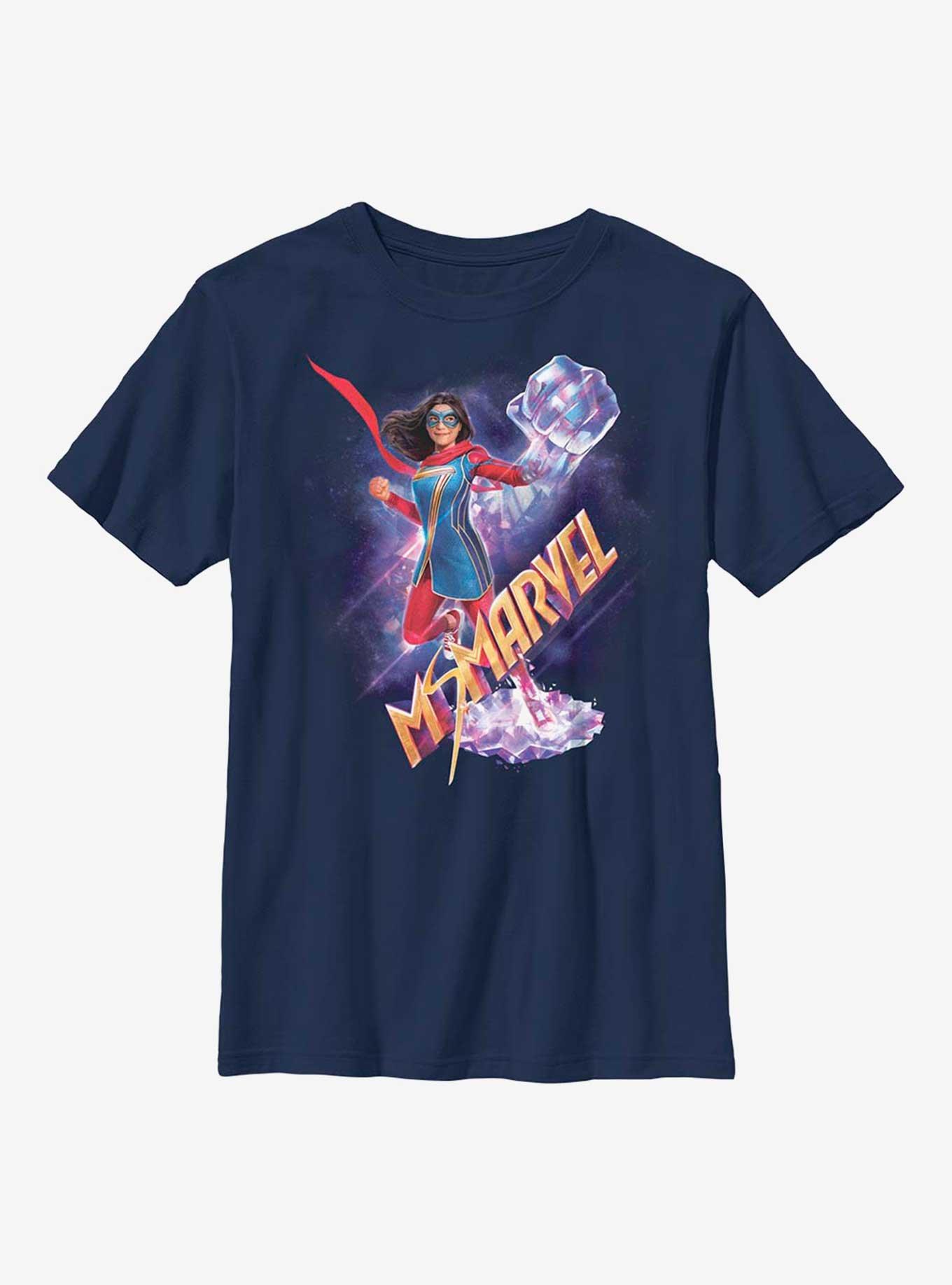 Marvel Ms. Marvel Crystal Hero Shot Youth T-Shirt, NAVY, hi-res