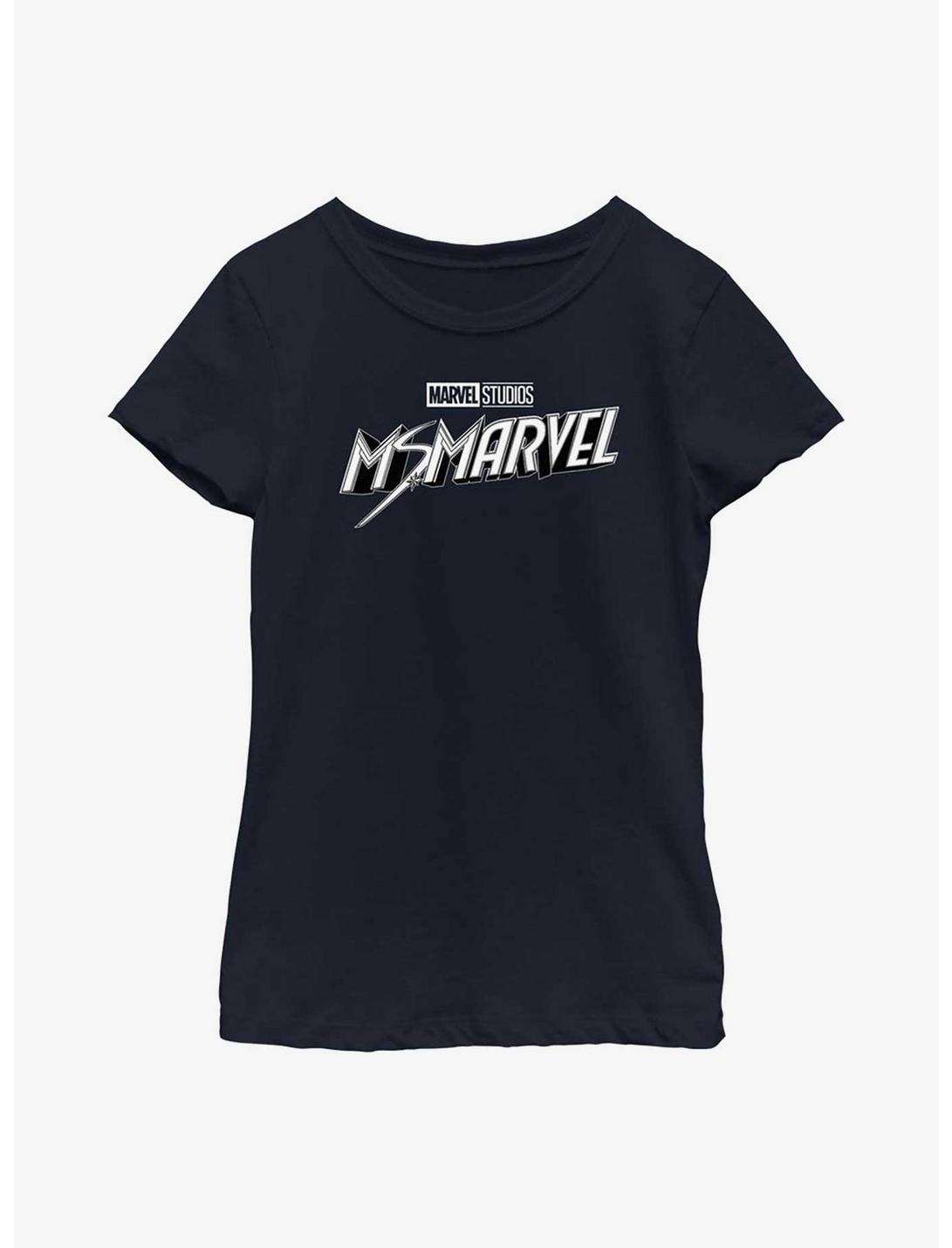 Marvel Ms. Marvel Black And White Youth Girls T-Shirt, NAVY, hi-res