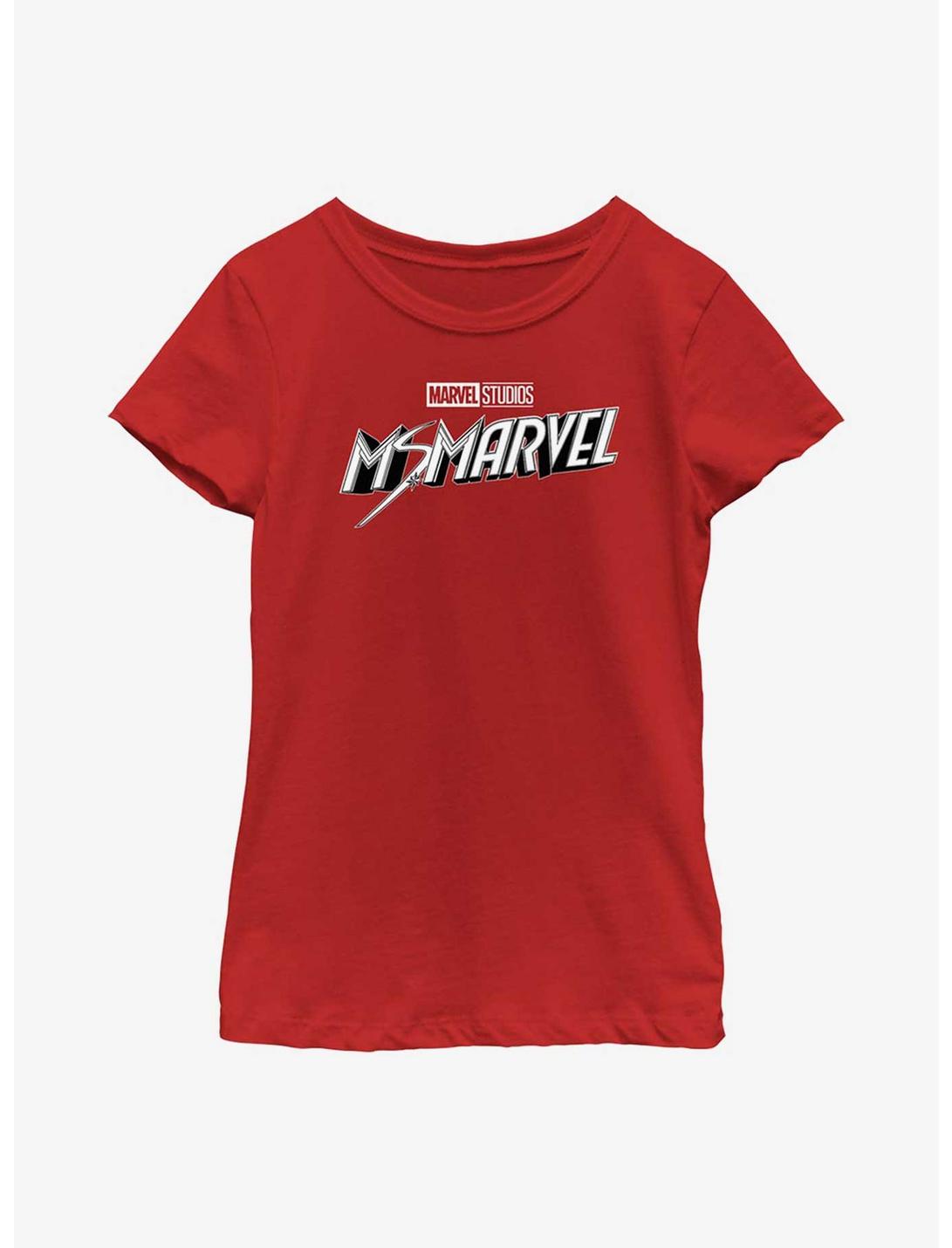 Marvel Ms. Marvel Black And White Youth Girls T-Shirt, RED, hi-res