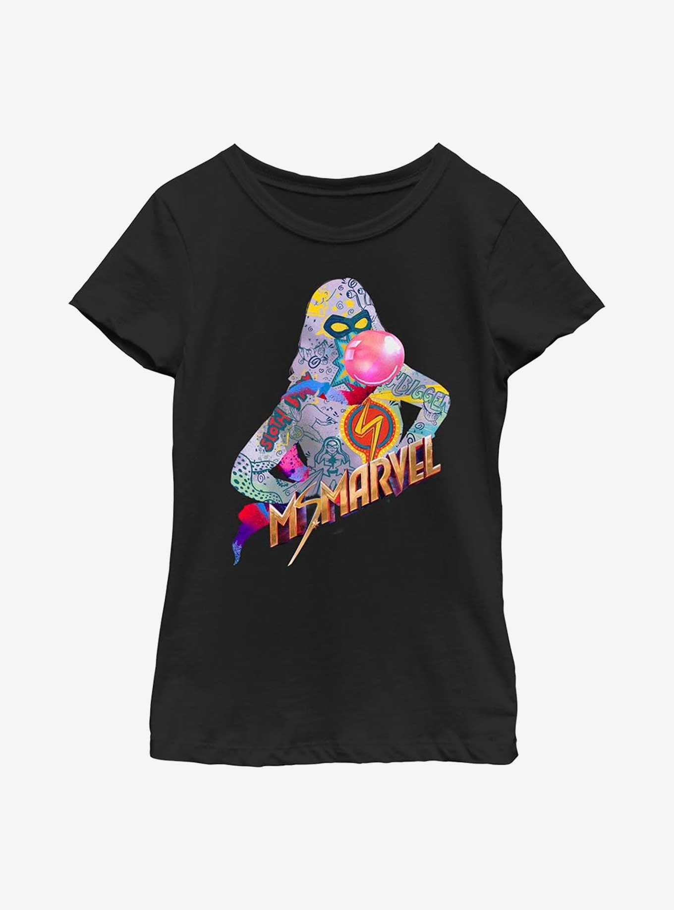 Marvel Ms. Marvelous Figure Youth Girls T-Shirt, BLACK, hi-res