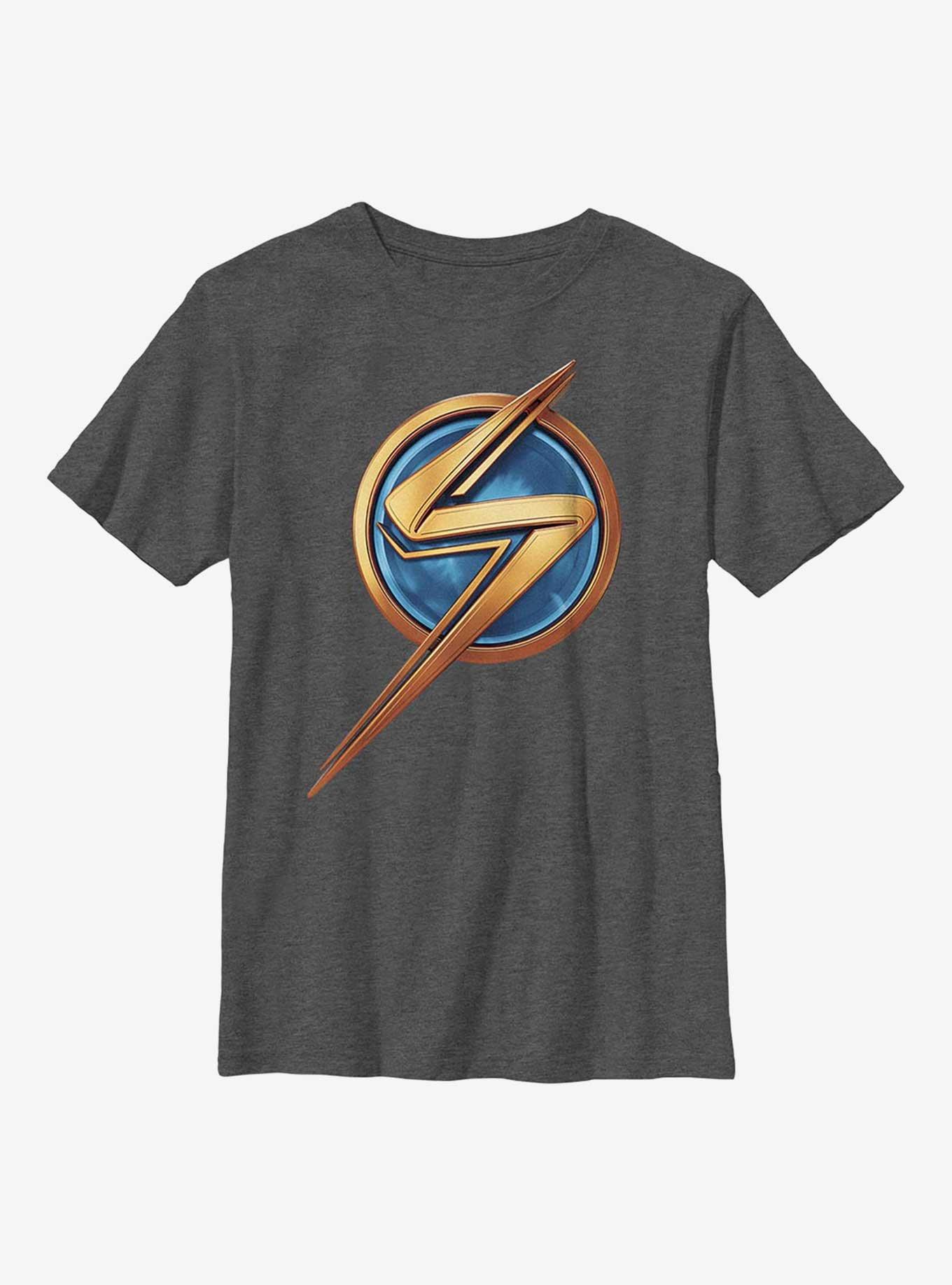 Marvel Ms. Marvel Logo Icon Youth T-Shirt, CHAR HTR, hi-res