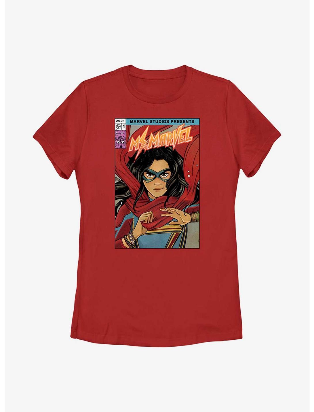 Marvel Ms. Marvel Comic Cover Womens T-Shirt, RED, hi-res