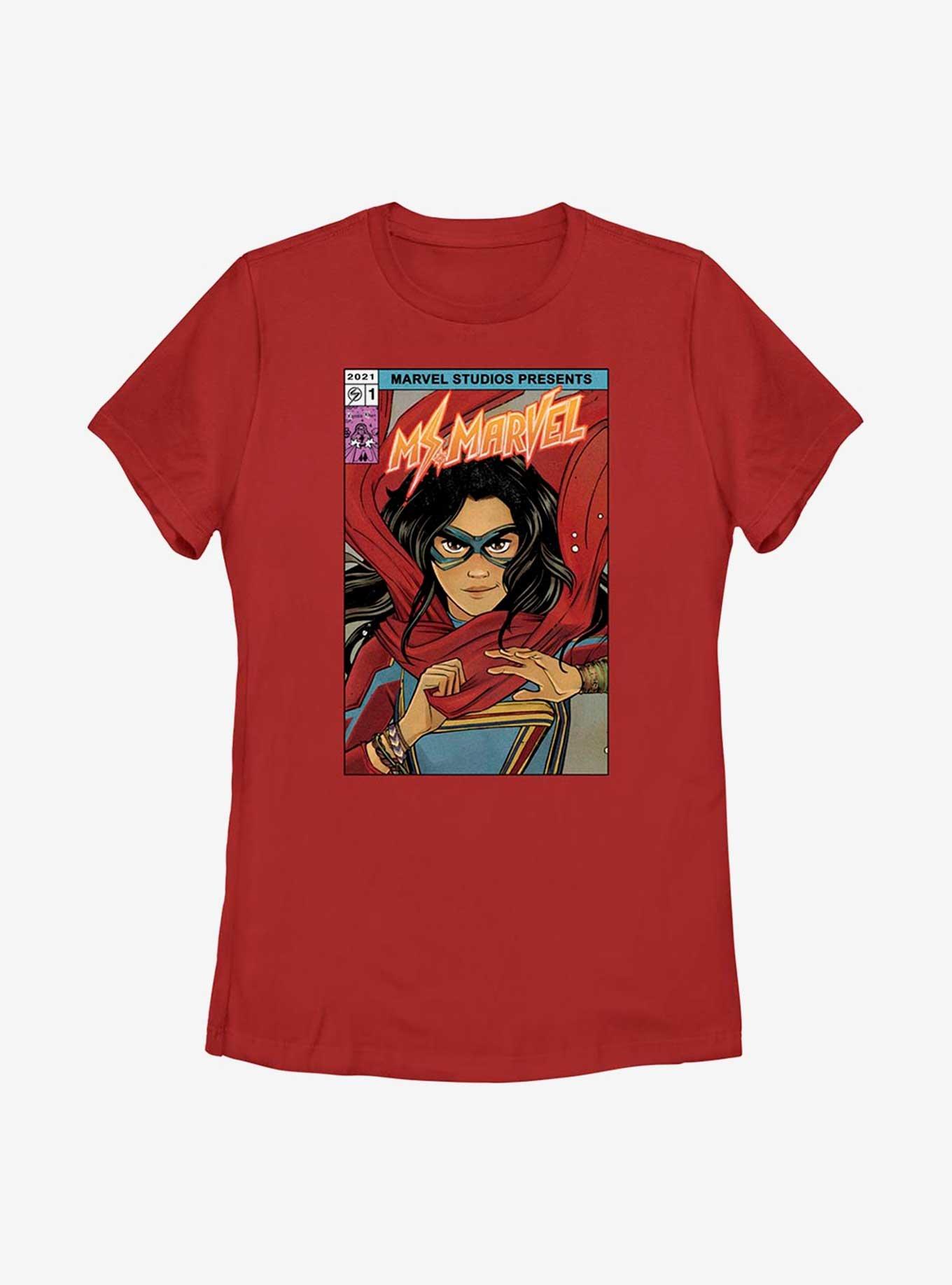 Marvel Ms. Marvel Comic Cover Womens T-Shirt, RED, hi-res