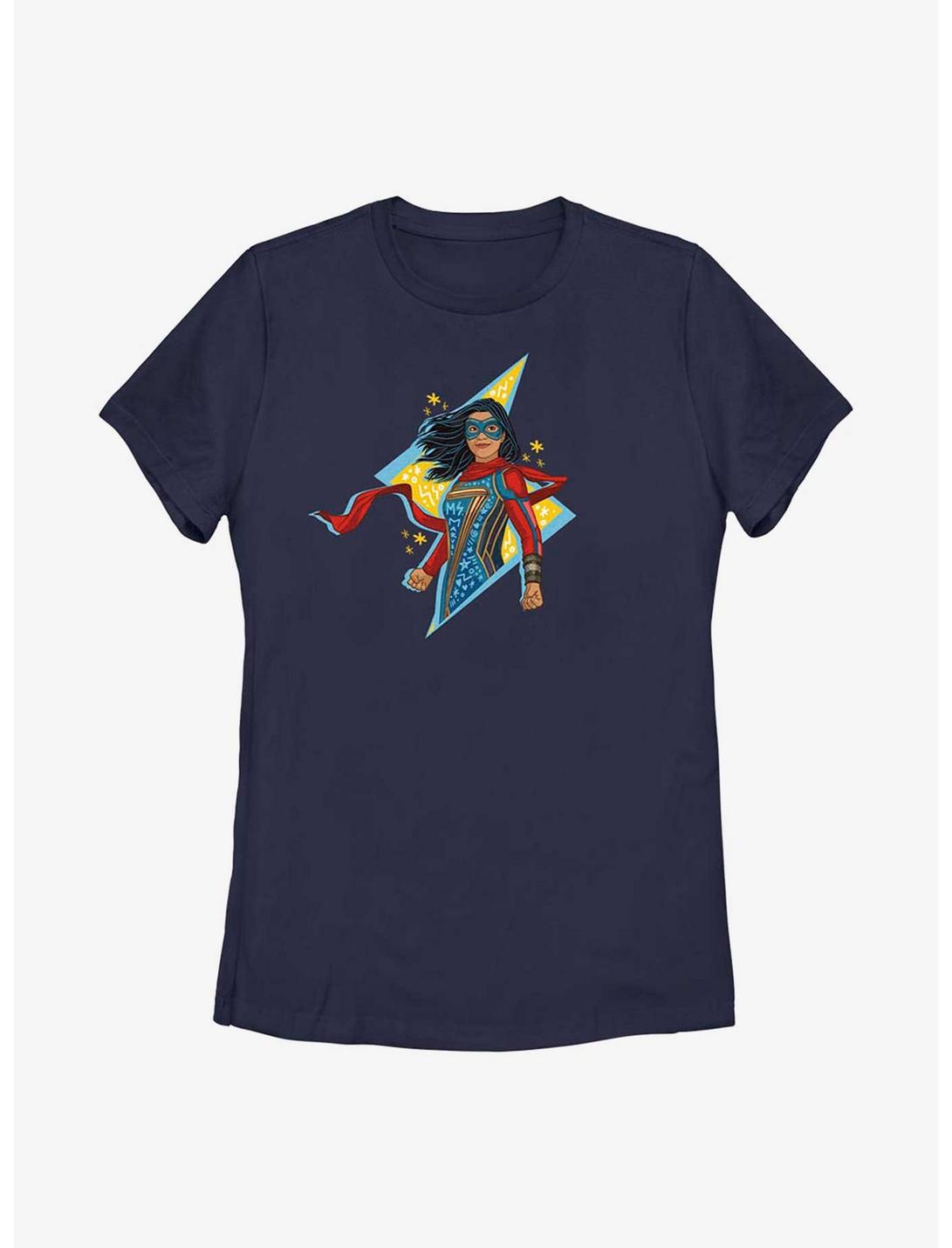 Marvel Ms. Marvel Lightning Doodle Womens T-Shirt, NAVY, hi-res