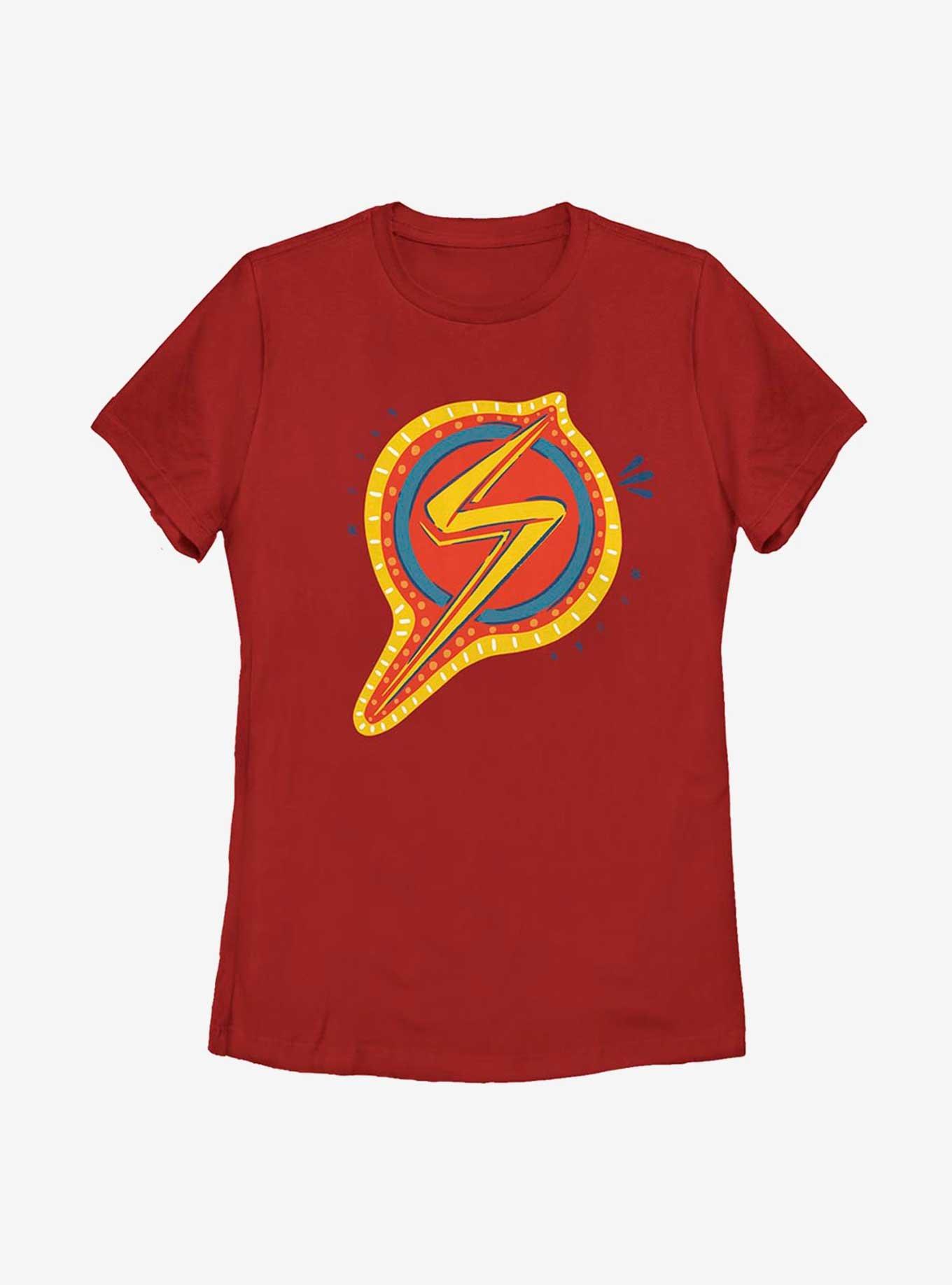 Marvel Ms. Marvel Decorative Symbol Womens T-Shirt, RED, hi-res