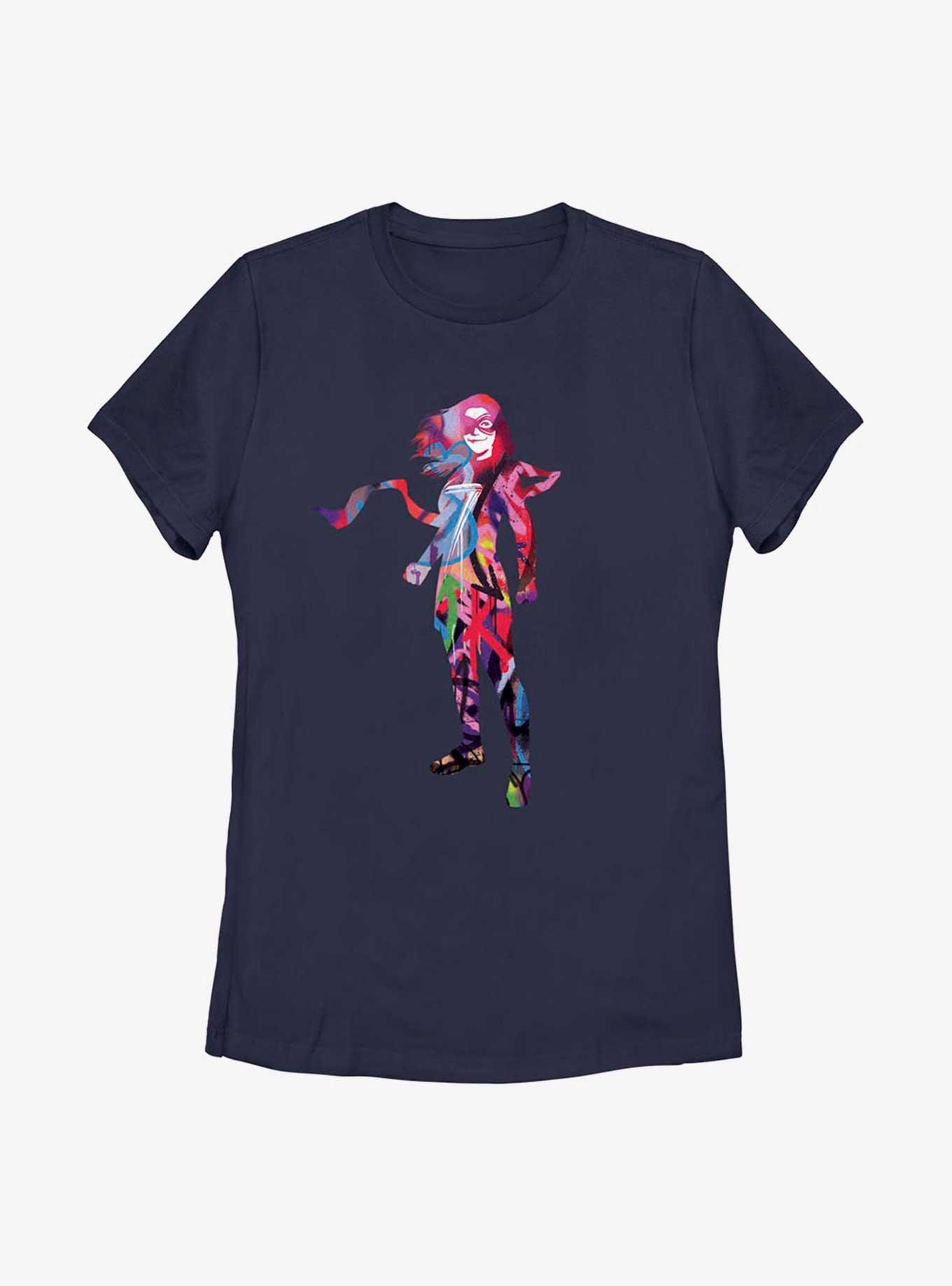 Marvel Ms. Marvel Graffiti Silhouette Womens T-Shirt, NAVY, hi-res