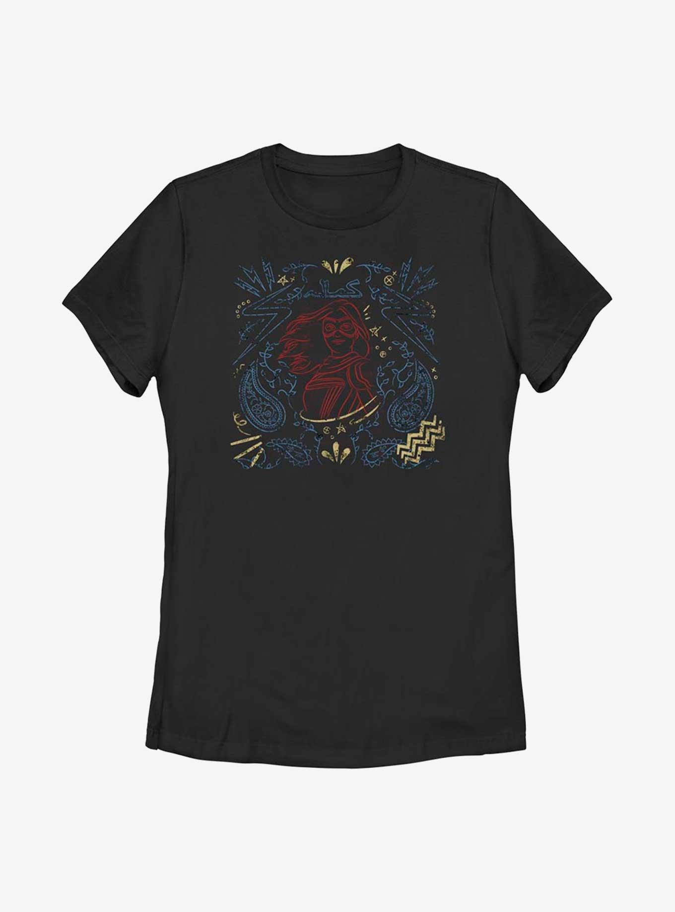 Marvel Ms. Marvel Line Drawing Womens T-Shirt, BLACK, hi-res