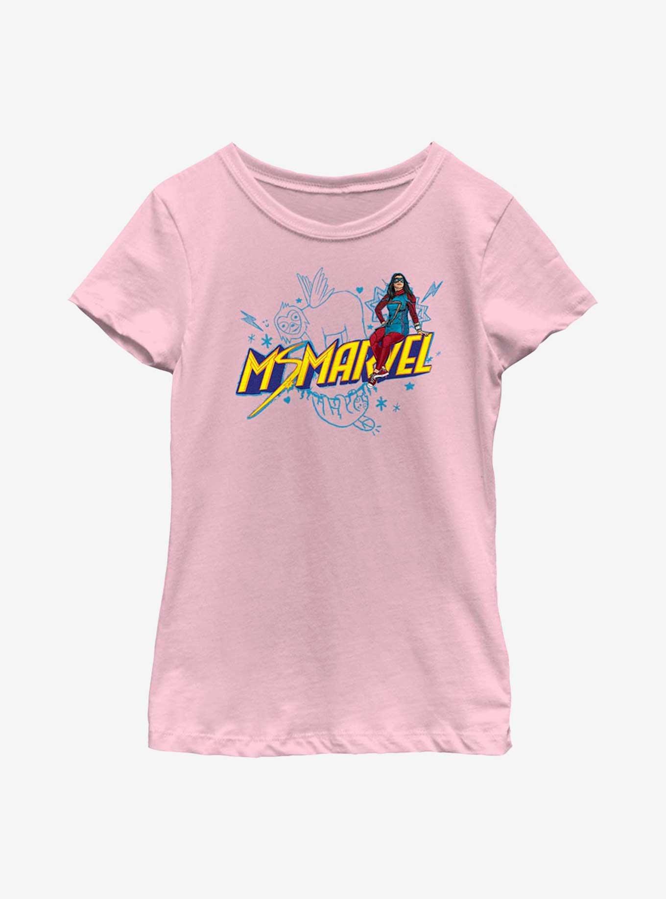 Marvel Ms. Marvel Sloth Doodles Youth Girls T-Shirt, , hi-res