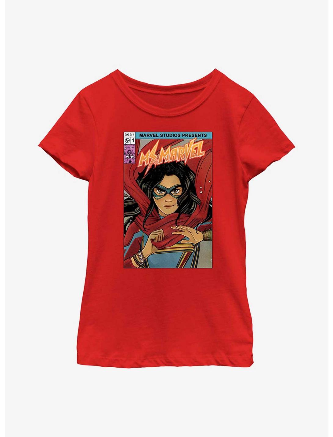 Marvel Ms. Marvel Comic Cover Youth Girls T-Shirt, RED, hi-res