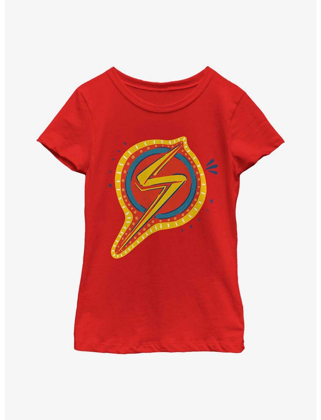 Marvel Ms. Marvel Decorative Symbol Youth Girls T-Shirt, RED, hi-res