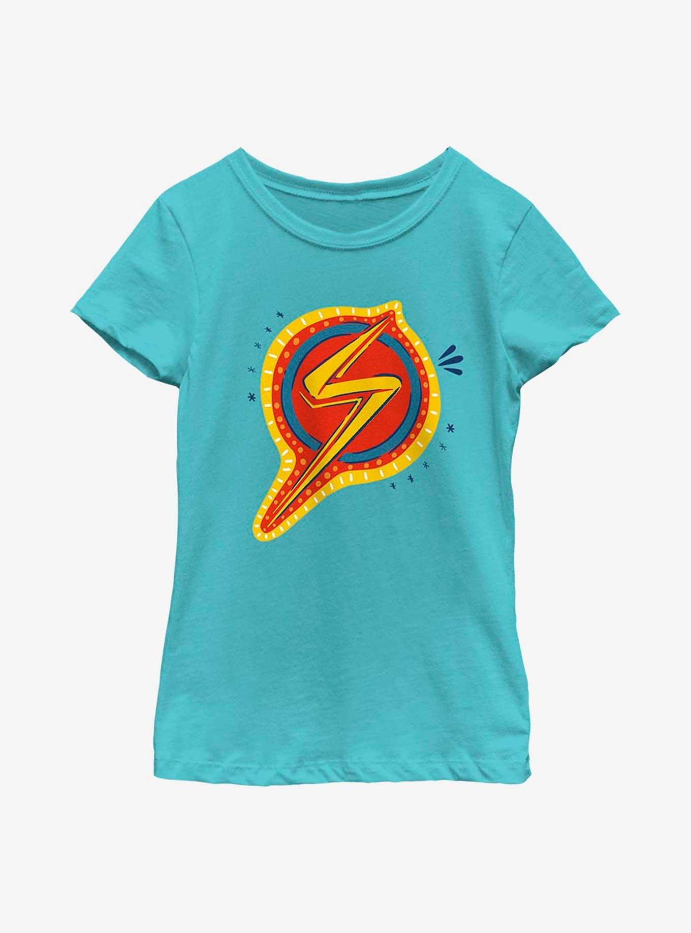 Marvel Ms. Marvel Doodle Symbol Youth Girls T-Shirt, TAHI BLUE, hi-res
