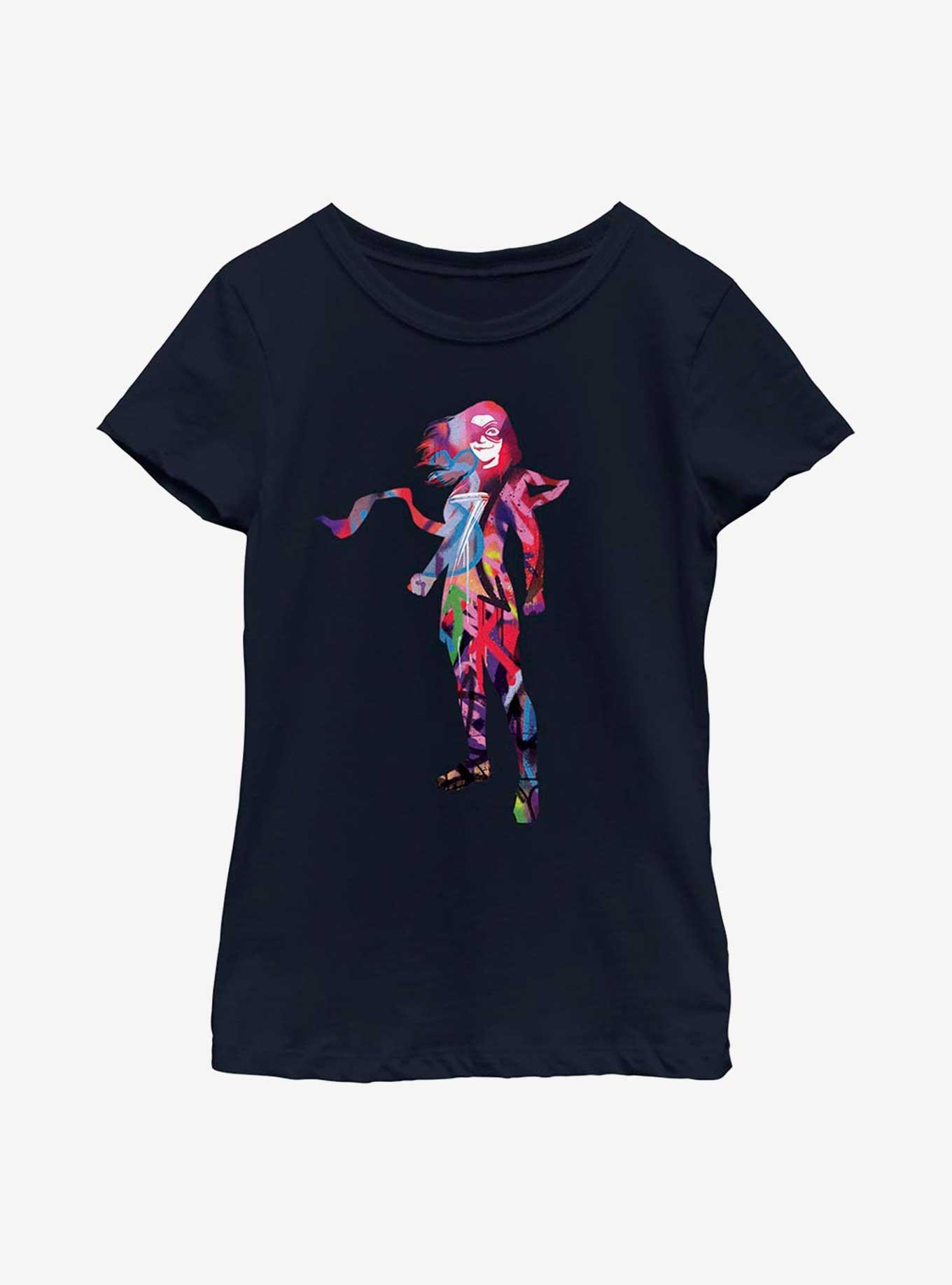 Marvel Ms. Marvel Graffiti Silhouette Youth Girls T-Shirt, NAVY, hi-res