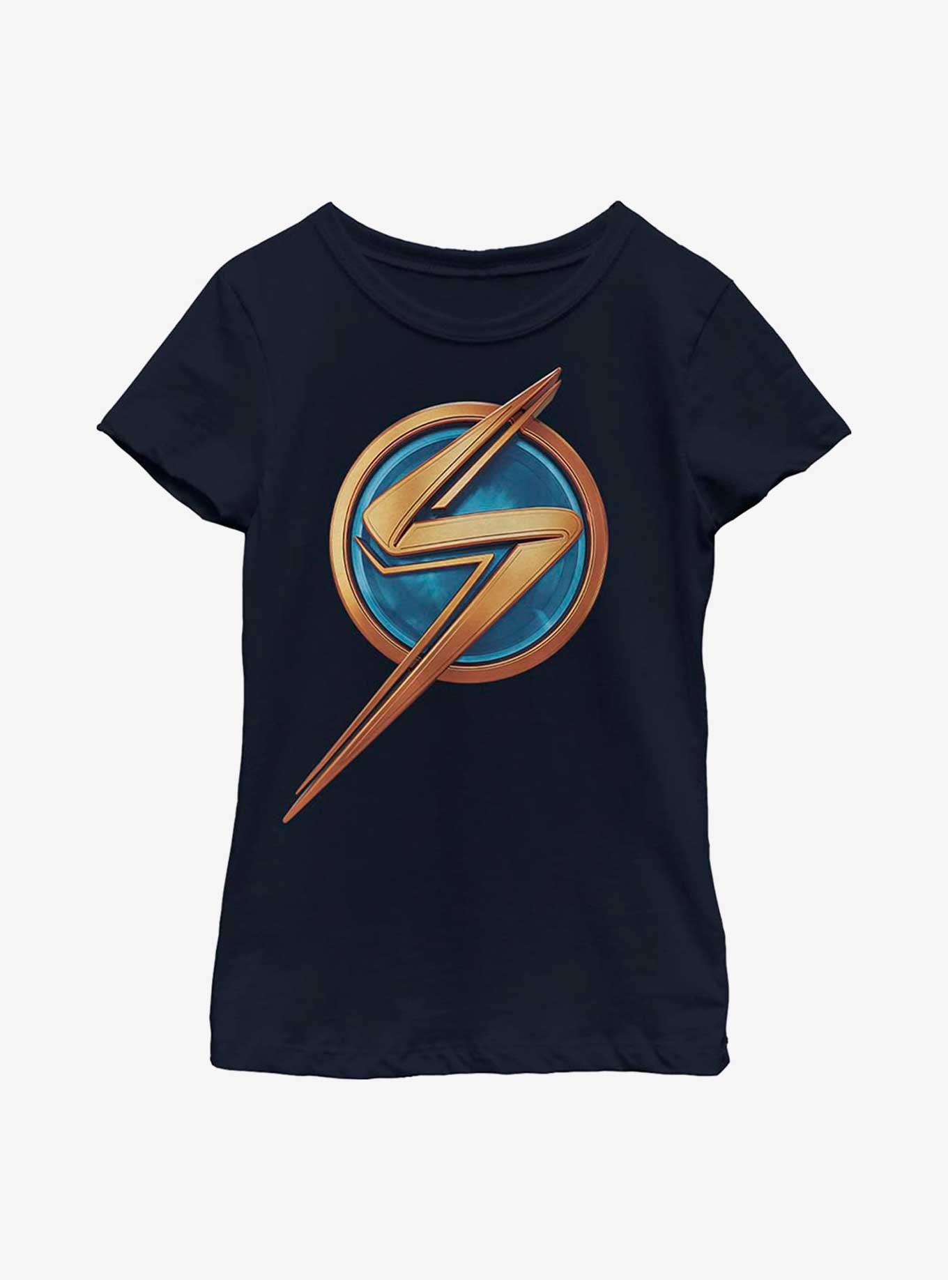 Marvel Ms. Marvel Logo Icon Youth Girls T-Shirt, NAVY, hi-res