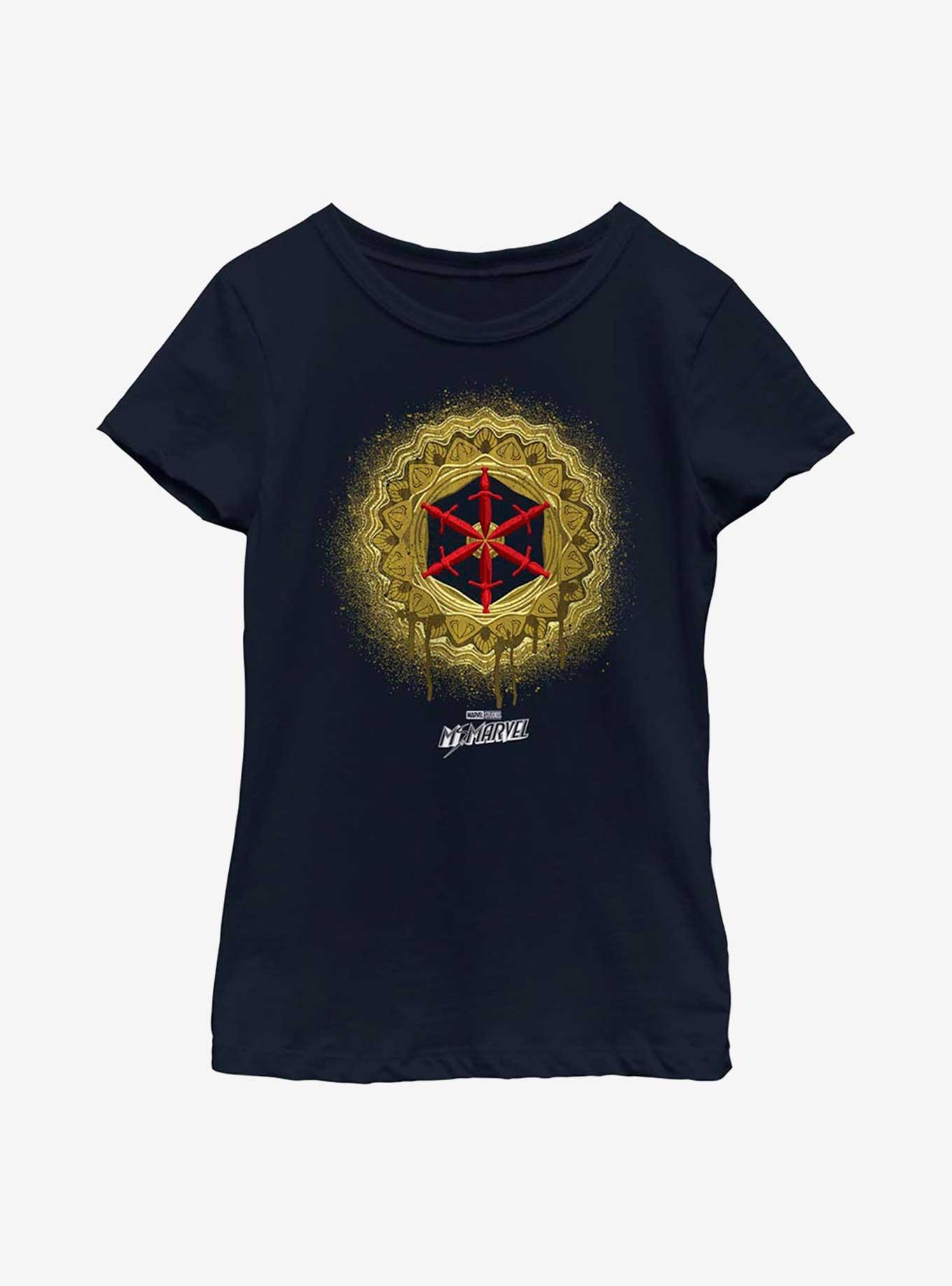 Marvel Ms. Marvel Six Red Dagger Badge Youth Girls T-Shirt, NAVY, hi-res