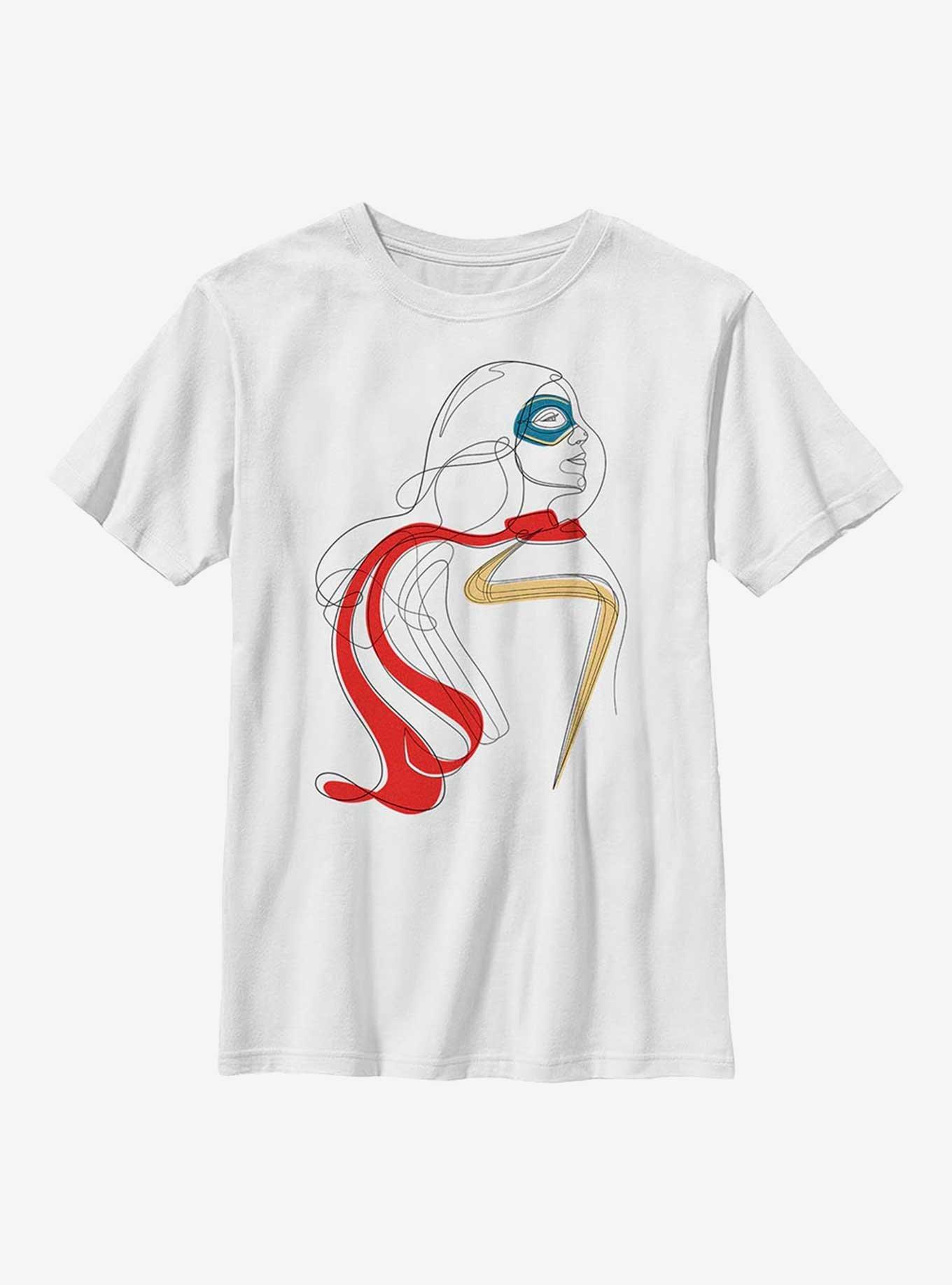 Marvel Ms. Marvel Continuous Line Youth T-Shirt, WHITE, hi-res