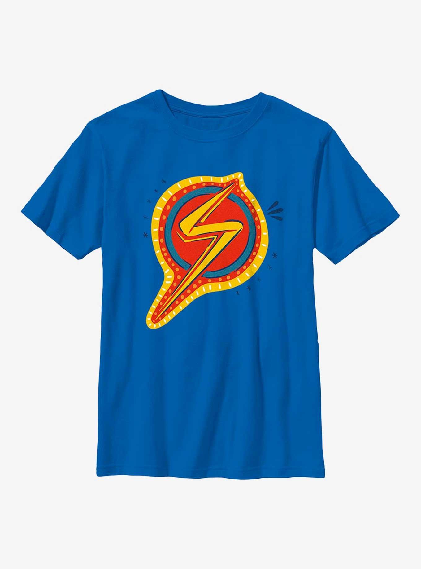 Marvel Ms. Marvel Doodle Symbol Youth T-Shirt, ROYAL, hi-res