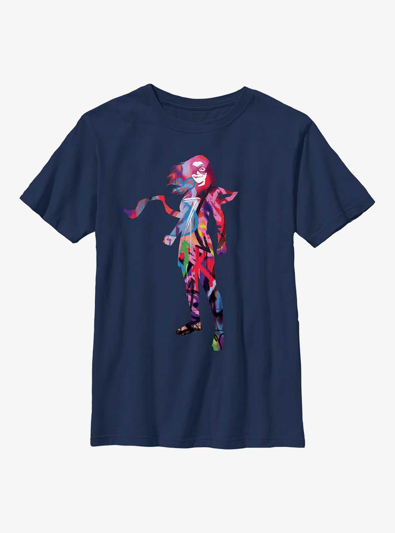 Marvel Ms. Marvel Graffiti Silhouette Youth T-Shirt, NAVY, hi-res