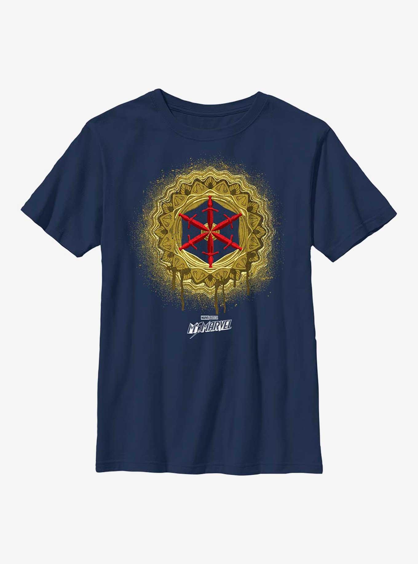Marvel Ms. Marvel Six Red Dagger Badge Youth T-Shirt, NAVY, hi-res