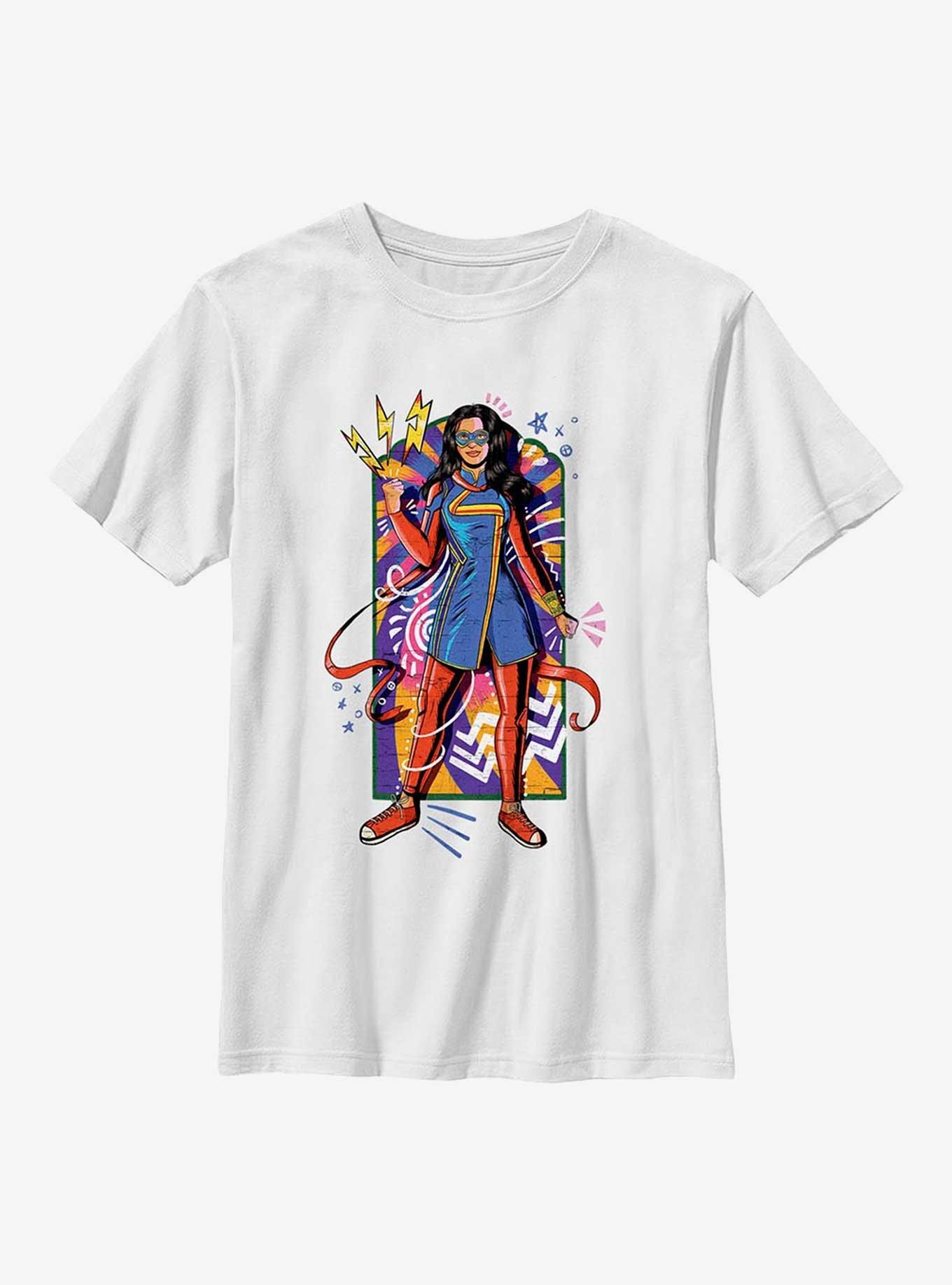 Marvel Ms. Marvel Sketchy Kamala Youth T-Shirt, WHITE, hi-res