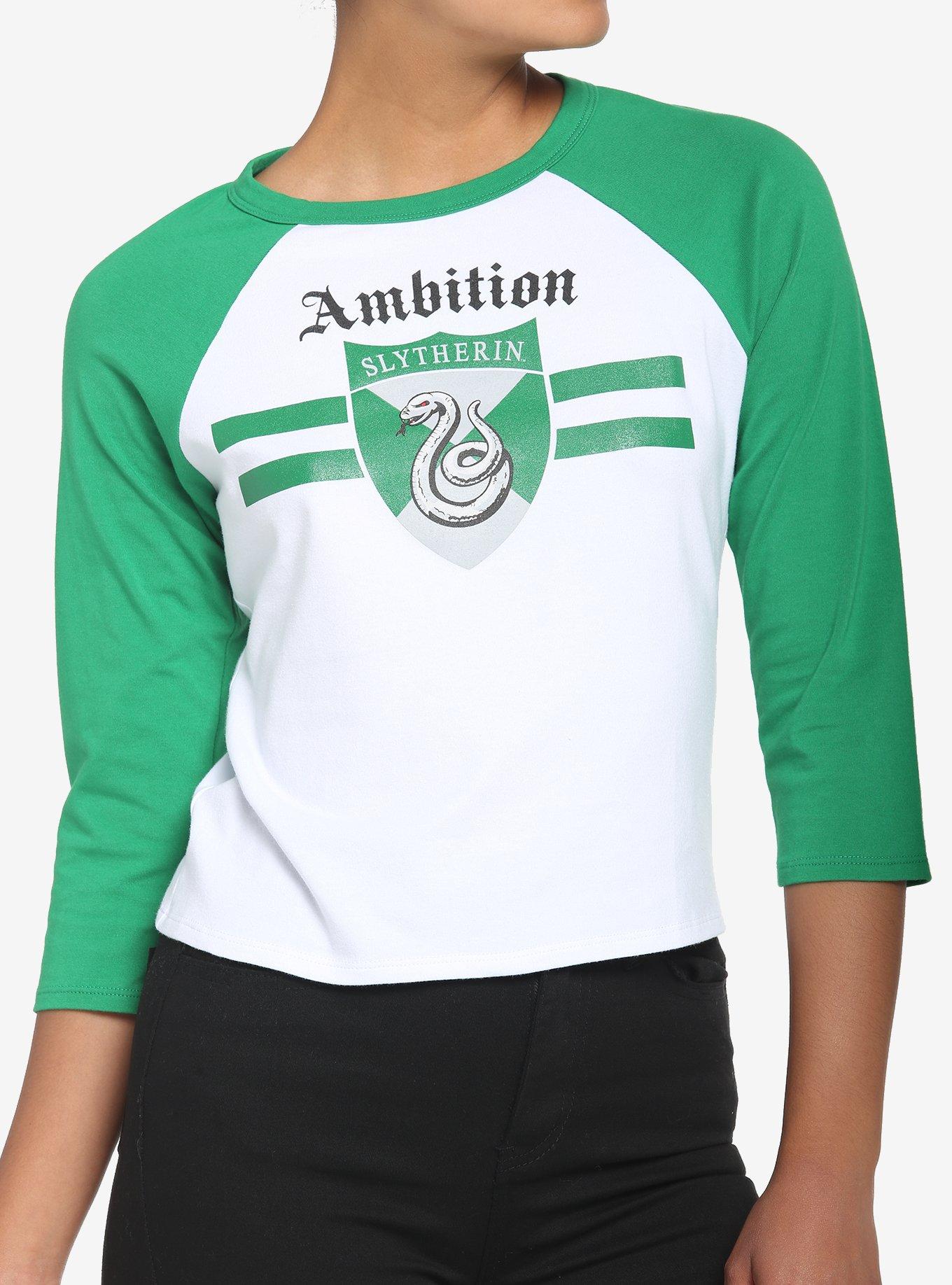 Harry Potter Slytherin Varsity Girls Crop Raglan T-Shirt, MULTI, hi-res