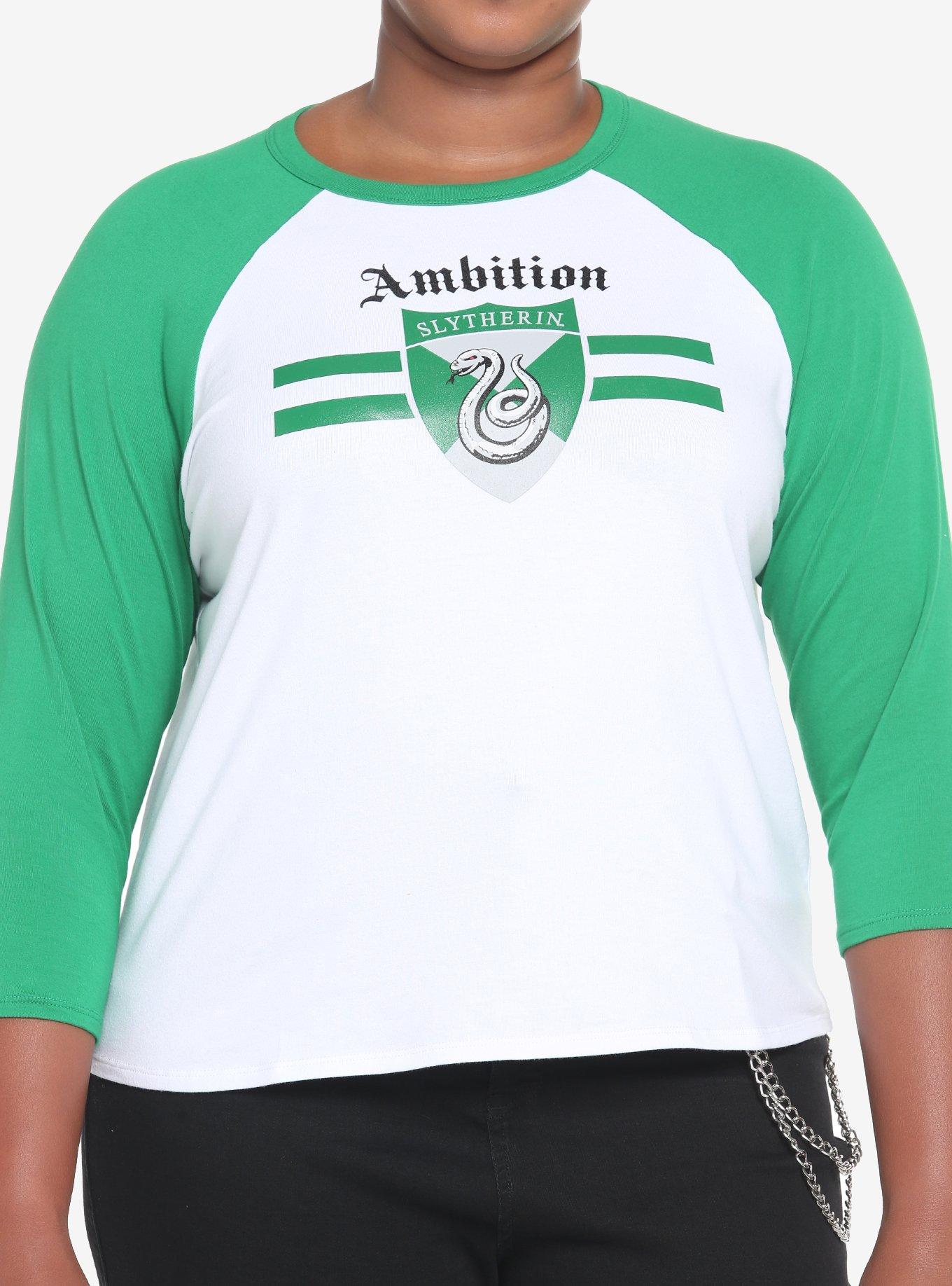 Harry Potter Slytherin Varsity Girls Crop Raglan T-Shirt Plus Size, MULTI, hi-res