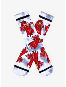 Marvel WandaVision Scarlet Witch Cartoon Allover Print Tie-Dye Crew Socks - BoxLunch Exclusive , , hi-res