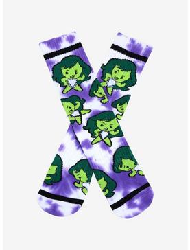 Marvel She-Hulk Chibi Allover Print Tie-Dye Crew Socks - BoxLunch Exclusive , , hi-res